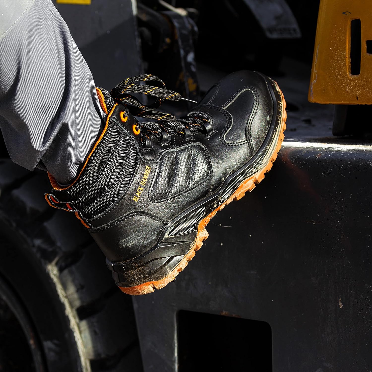 Detalle de BLACK HAMMER Sicherheitsstiefel Herren S3 SRC – leichte, metallfreie Sicherheitsschuhe mit Kevlar Zwischensohle