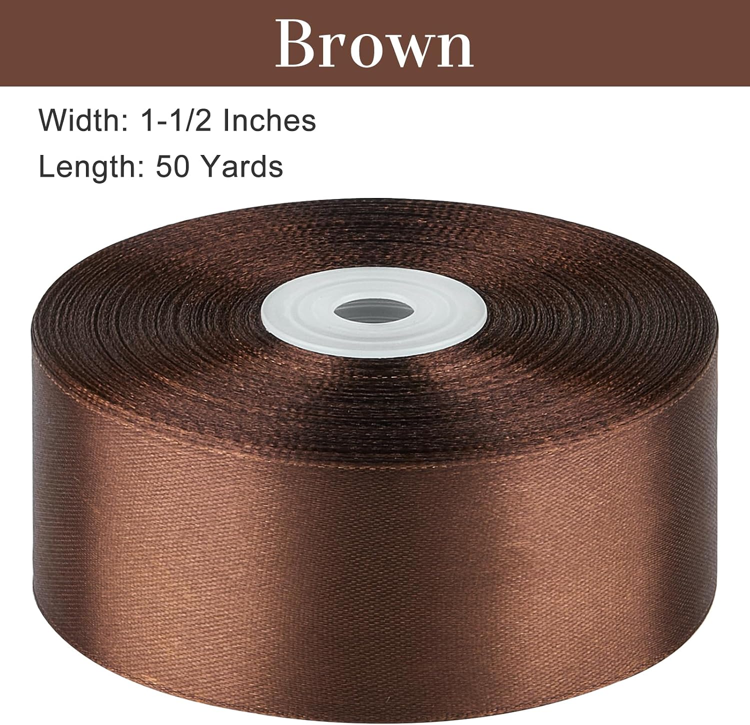 Detalle 2 de CLUEWR Brown Satin Ribbon, 1-1/2-Inch Wide, 50-Yard Roll