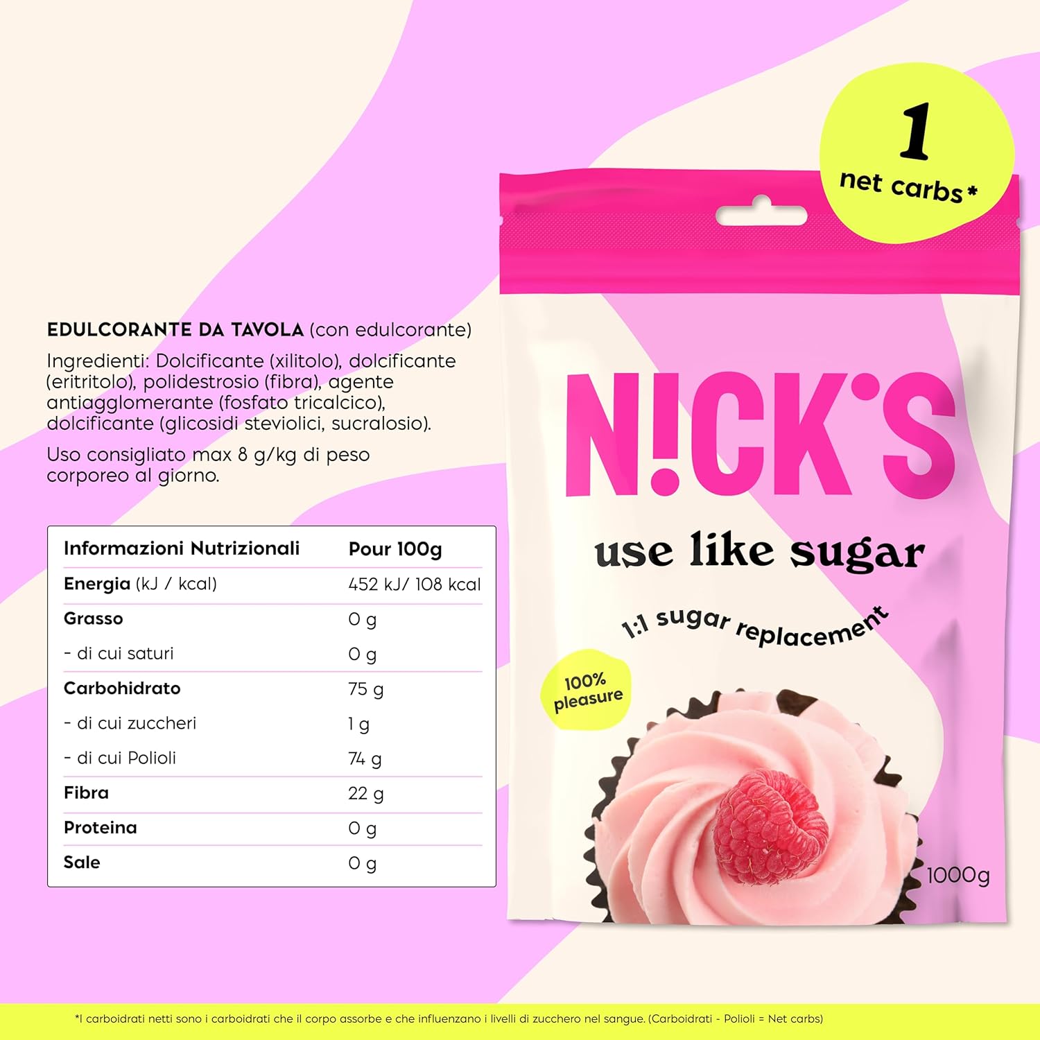 Thumbnail 1 de N!CK'S Use Like Sugar dolcificante 1 kg 🍬