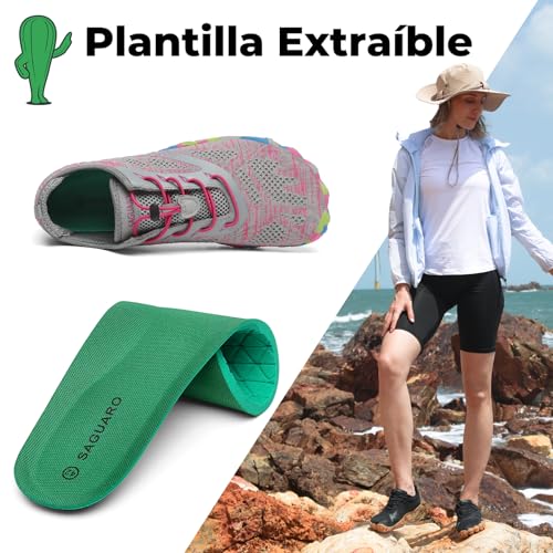 Thumbnail 4 de SAGUARO Mujer Barefoot “Five Toes” Smart II (rosa/gris) – zapatillas minimalistas con puntera wide y suela de cero caída