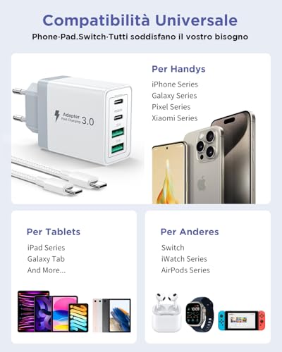 Thumbnail 5 de Aioneus Caricatore USB-C Rapido 40W 4 Porte con Cavo 2m: Potenza, Versatilità e Sicurezza