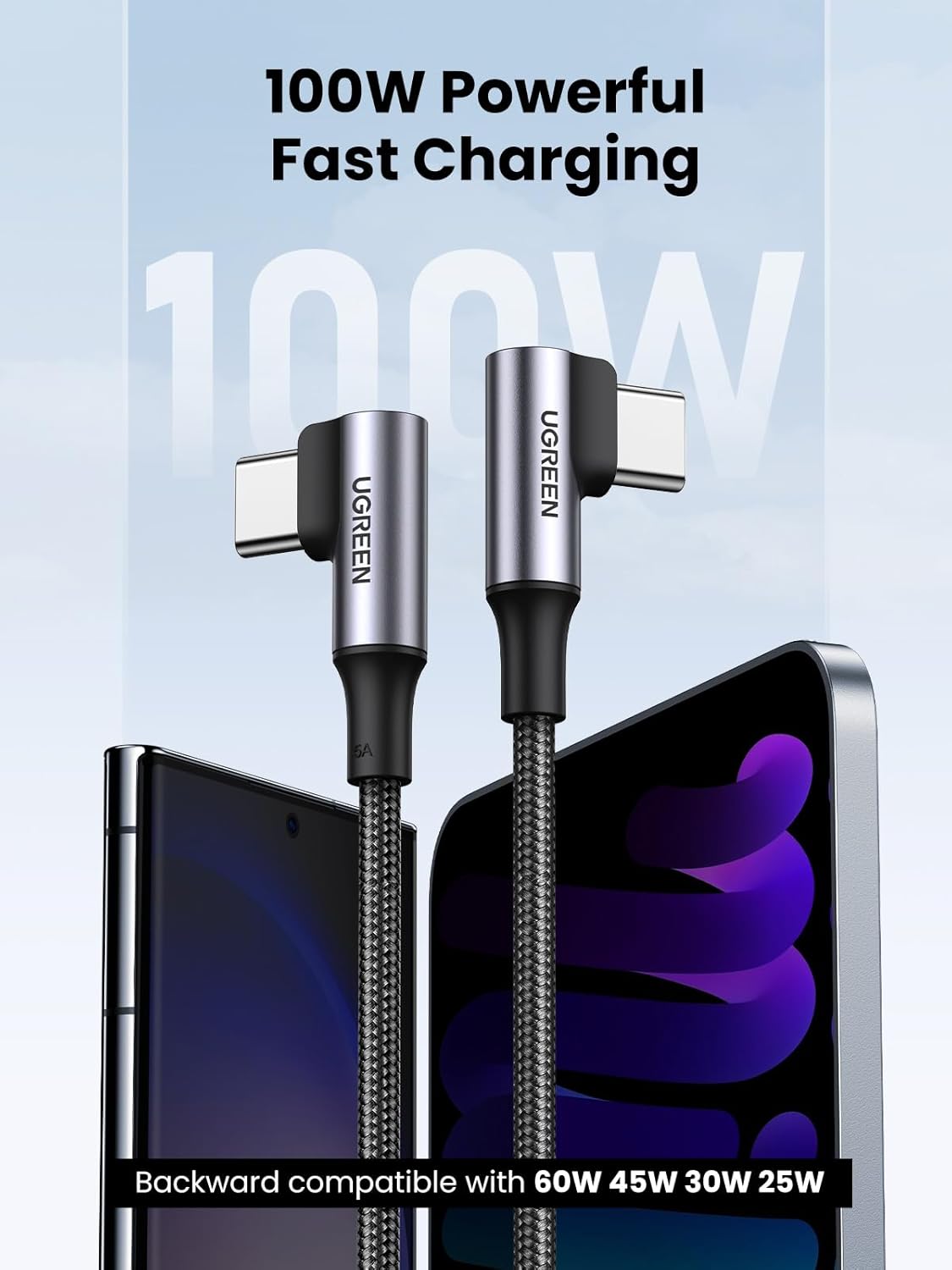 Detalle 2 de UGREEN 100W USB C Right Angle Cable