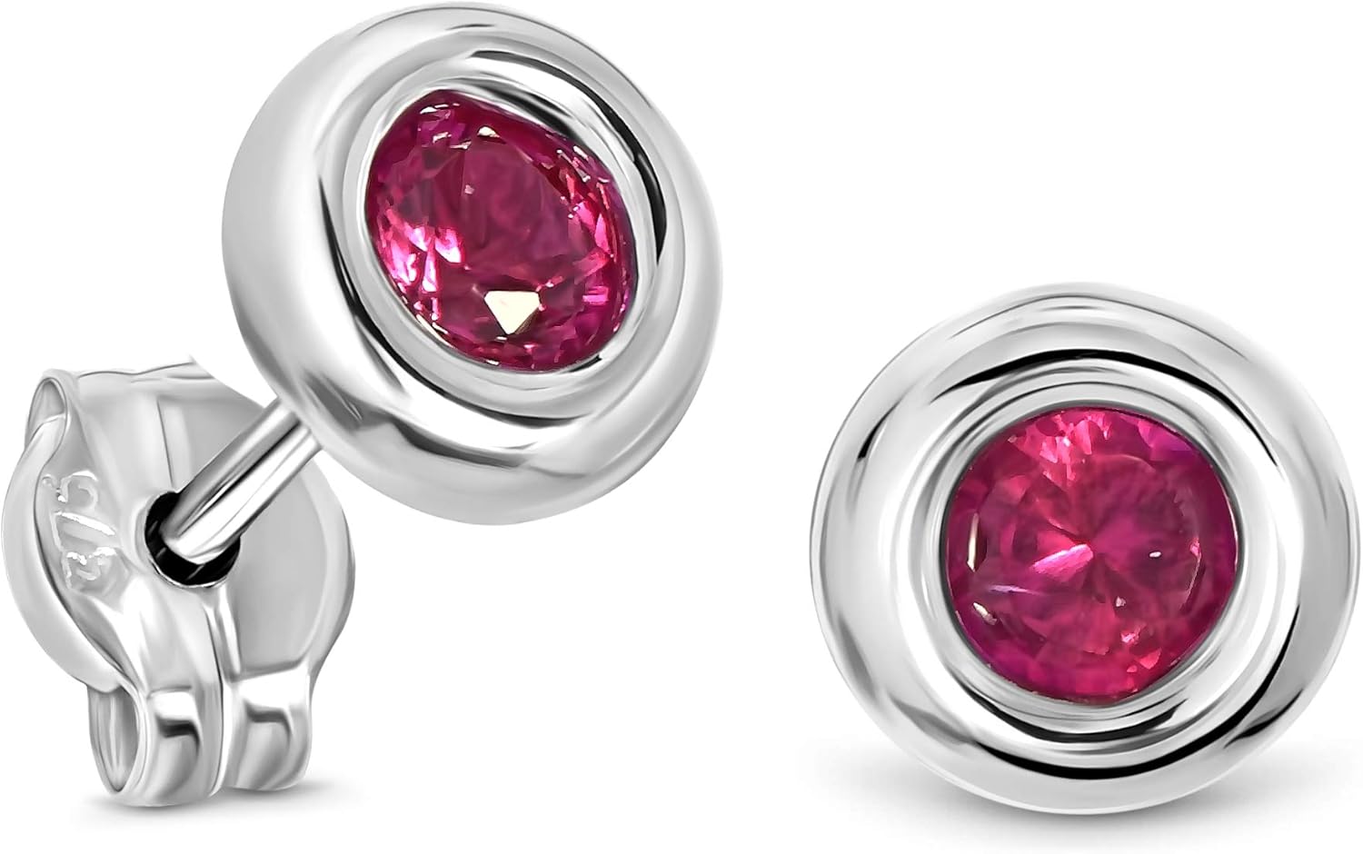 Thumbnail 5 de MIORE Boucles d'Oreilles Femme en Or Blanc/Or Jaune 9 Carats 375 avec Pierre Précieuse – Zircones 5,5 mm, Clous d’Oreilles Fait Main et Hypoallergéniques