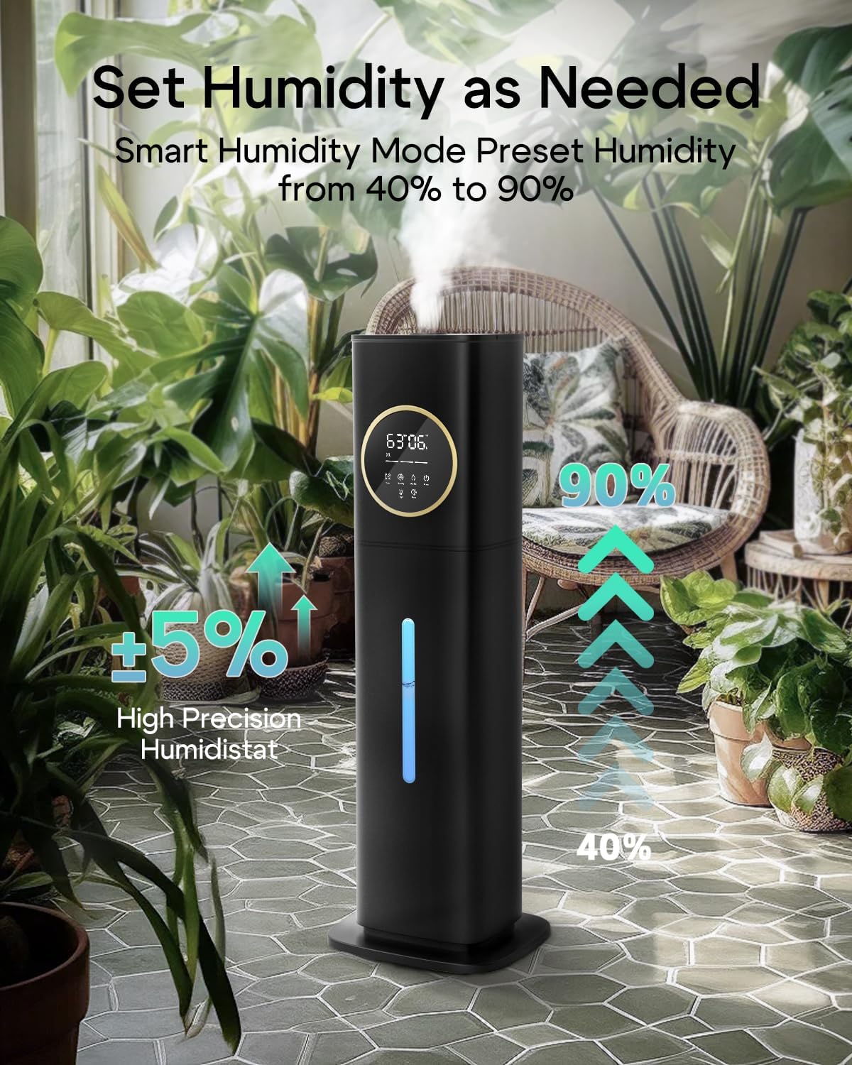 Detalle de Lacidoll LCD-MH-2303-B-CA 8L Cool-Mist Humidifier, Top-Fill, Black