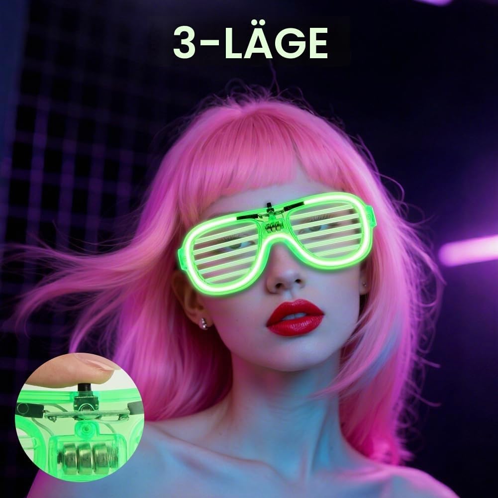Detalle 2 de Alaoo lysande LED-glasögon med 3 blinklägen och två lysande flugor