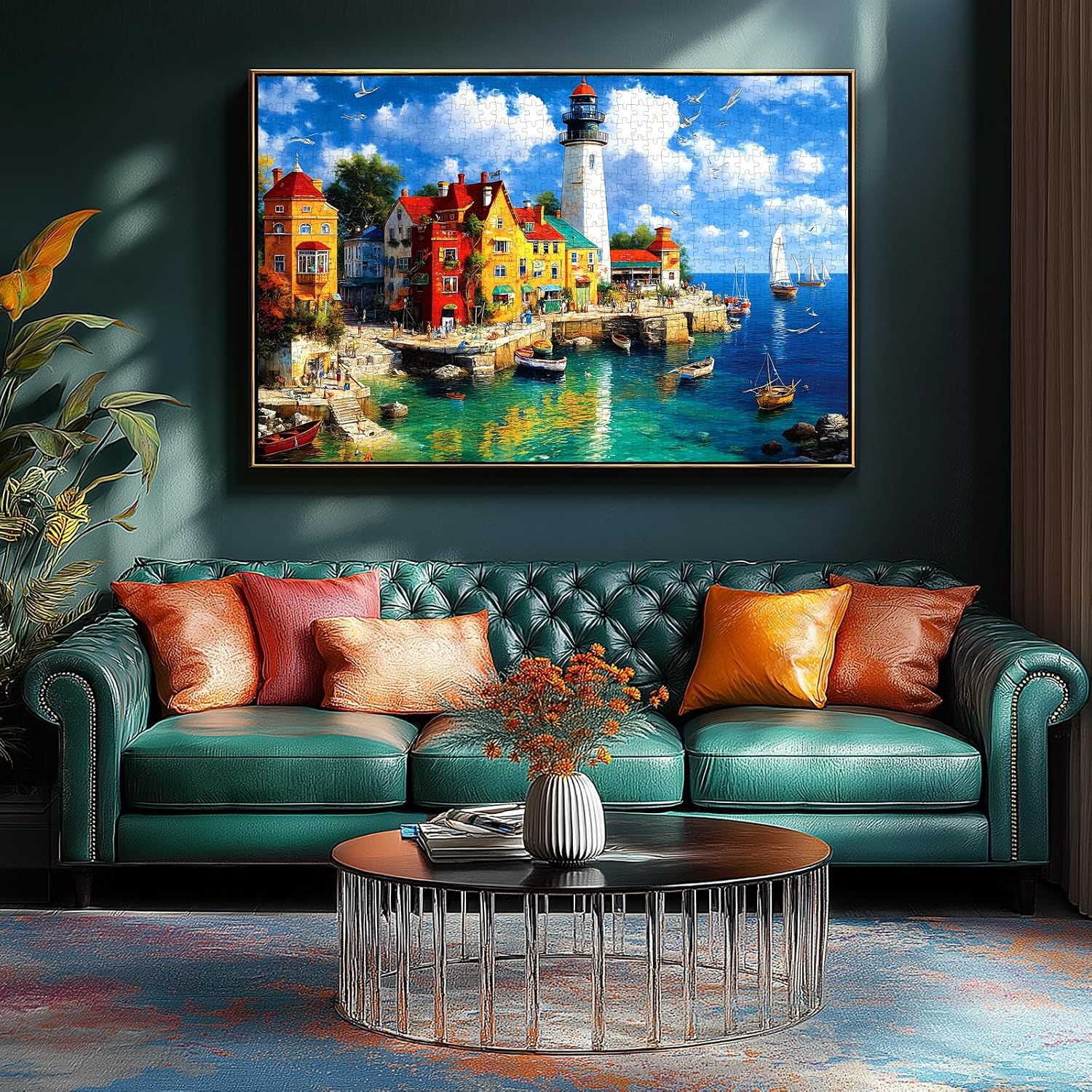 Detalle 2 de Colorful Coastal Lighthouse 1000 Piece Puzzle for Adults 🧩