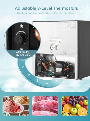 Detalle de FOHERE 32L Mini Congelador Vertical -22°C, 4 Estrellas, Puerta Reversible, Silencioso y Ahorro Energético