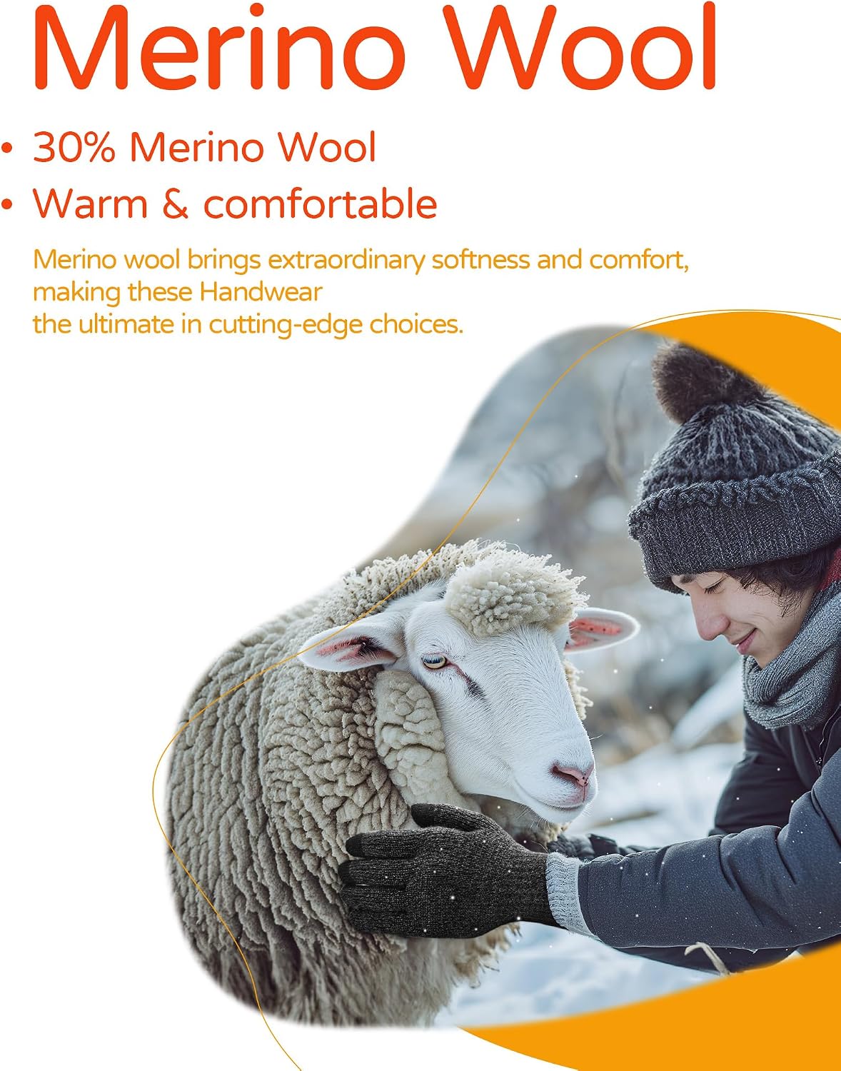 Detalle 2 de SONORAN Merino Wool Glove Liners with Touchscreen Fingertips and Windproof Cuffs