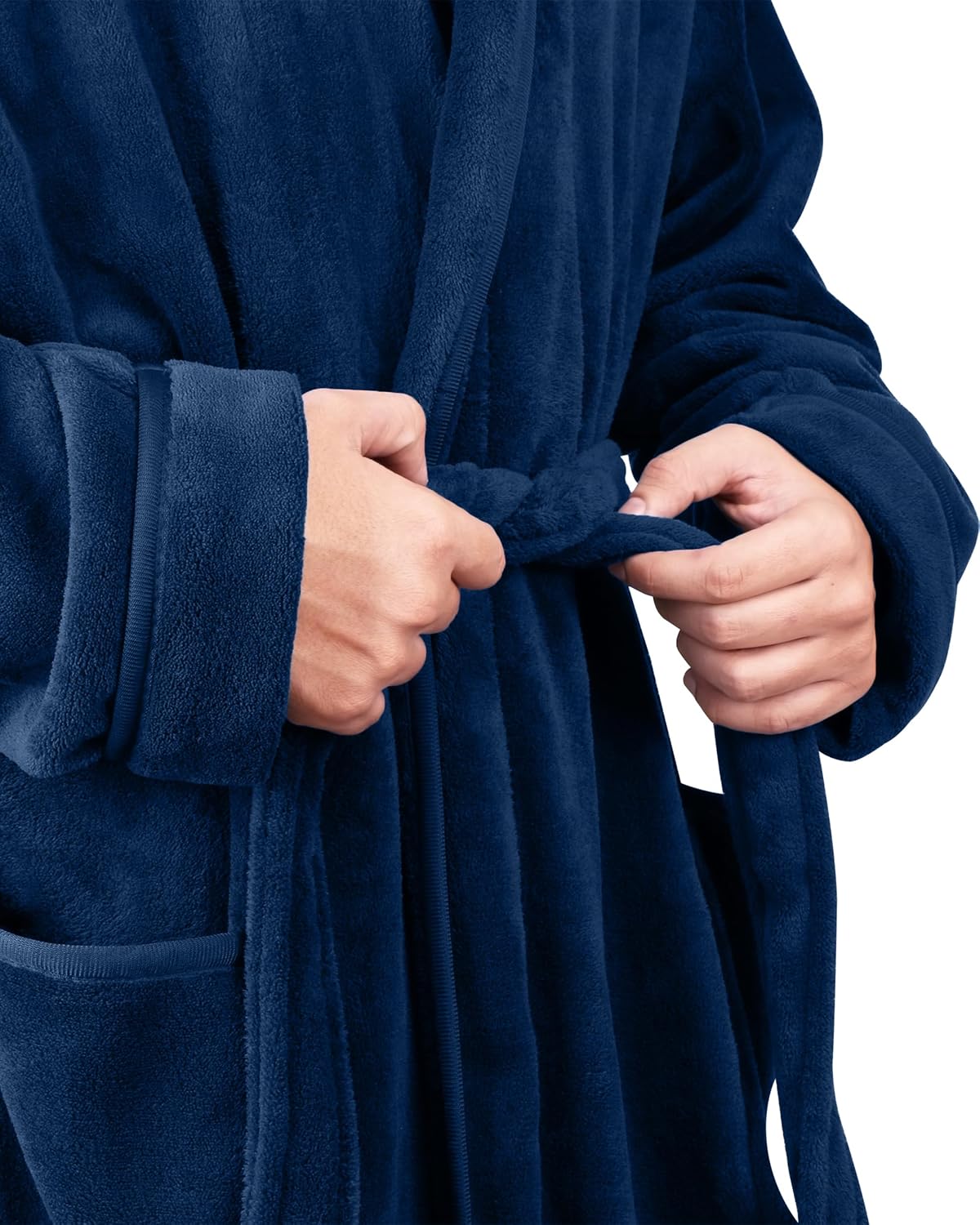 Detalle de NY Threads EU0233 - 0236 herenbadjas van fleece met capuchon en zakken