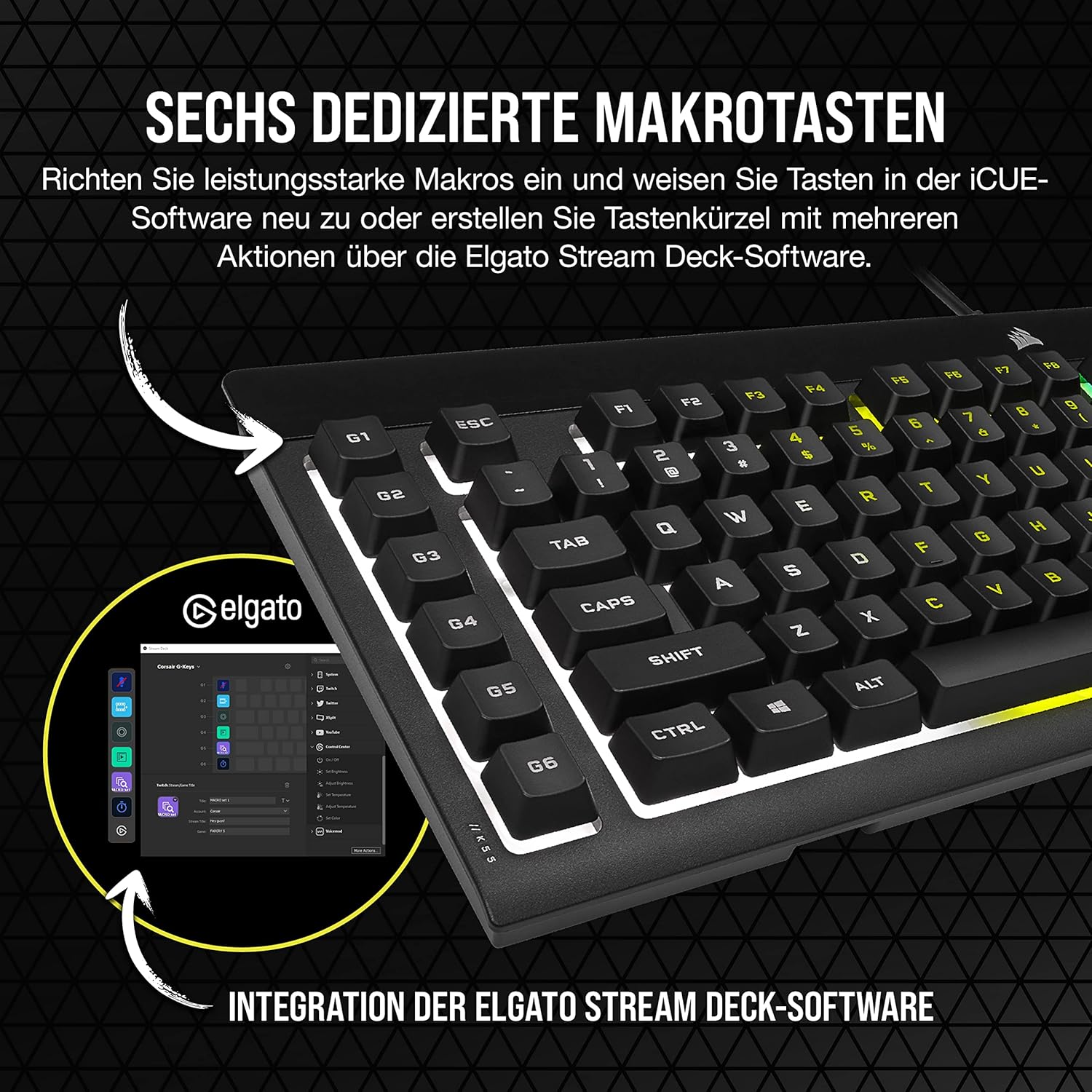 Thumbnail 4 de CORSAIR K55 RGB PRO IP42 Tastatur ⌨