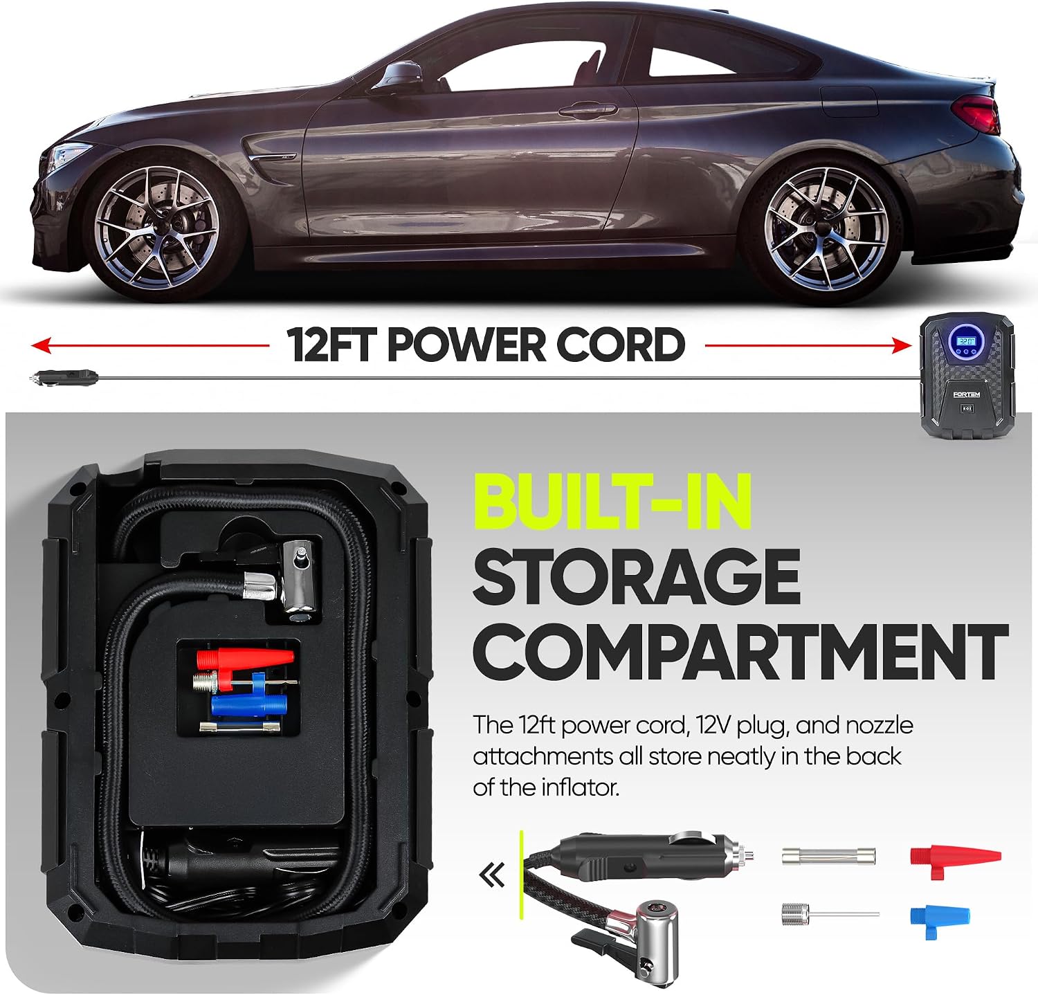 Detalle de FORTEM Tyre Inflator 12V digital pump