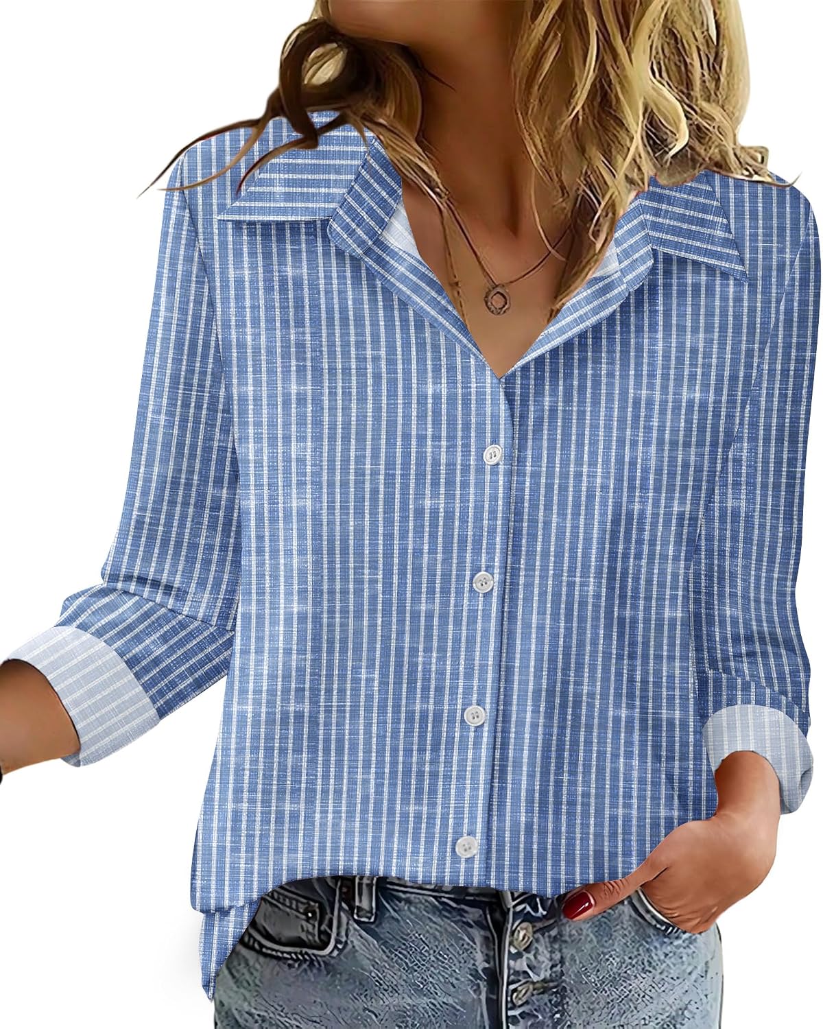 Detalle de Zeagoo Women's Dressy Long Sleeve Button-Down Blouse