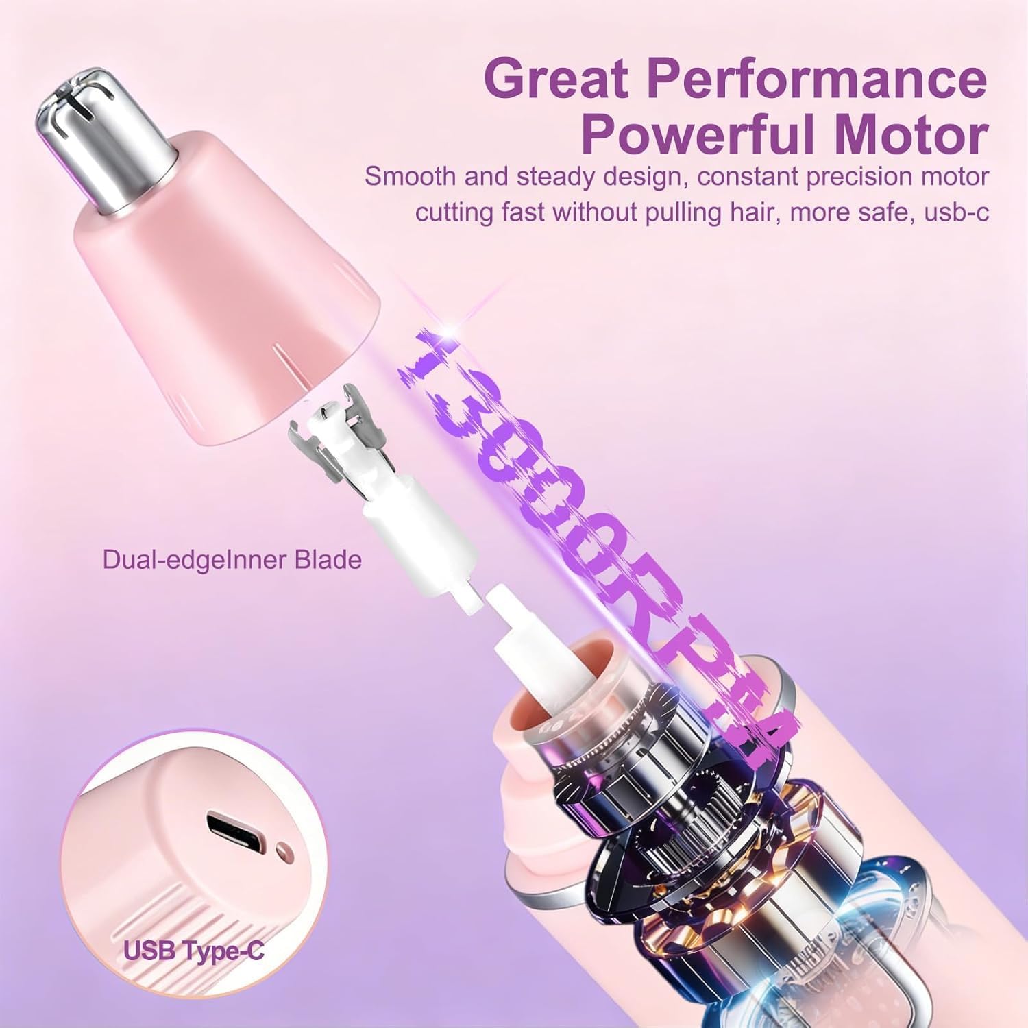 Thumbnail 6 de AREYZIN M240PK 2-in-1 Nose and Facial Hair Trimmer, USB-C, IPX7