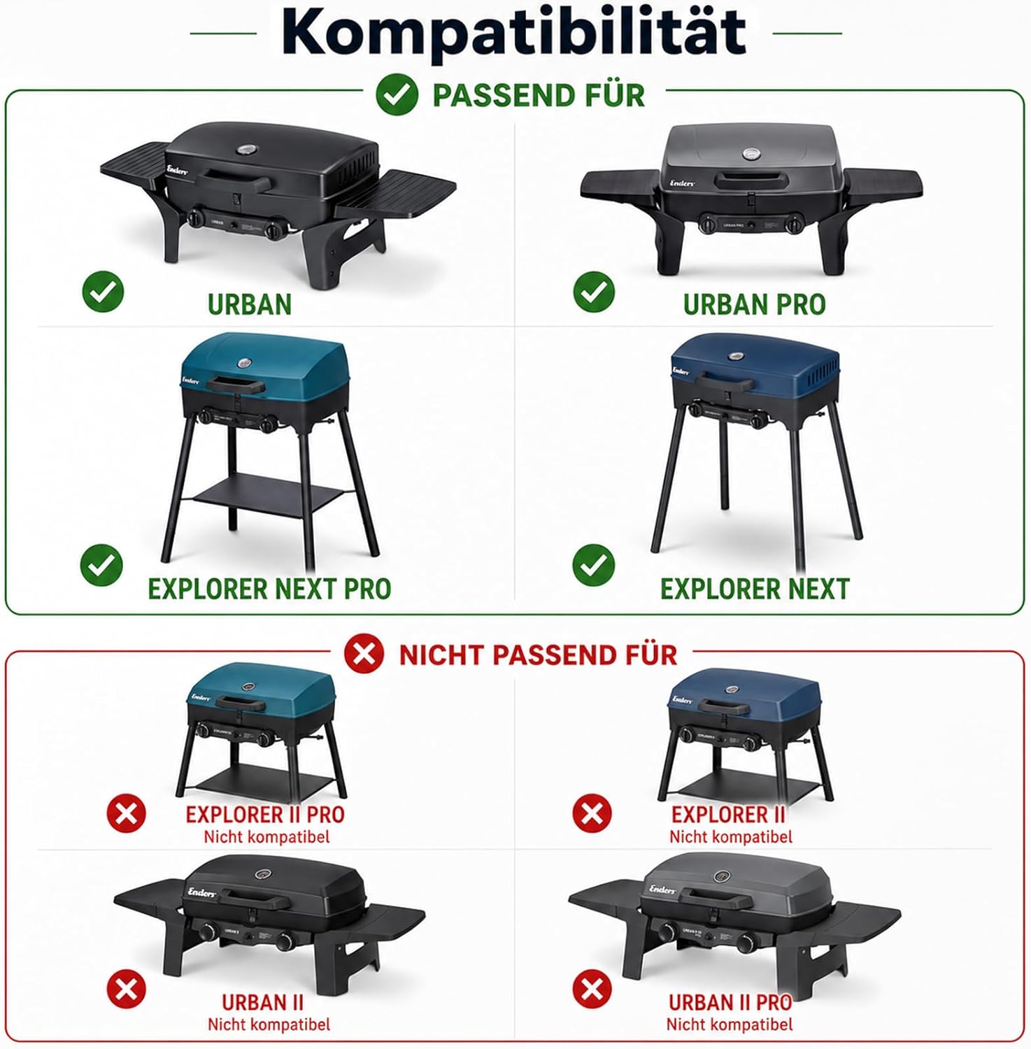 Detalle de GFTIME 32 x 48 cm Gusseisen Grillrost-Set für Enders Urban, Urban Pro, Explorer und Explorer Pro – 2 Stück
