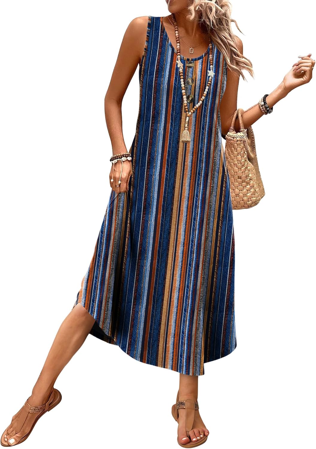 Thumbnail 6 de WIHOLL Summer Dresses for Women 2026 Button Front Sleeveless Midi Dress with Pockets