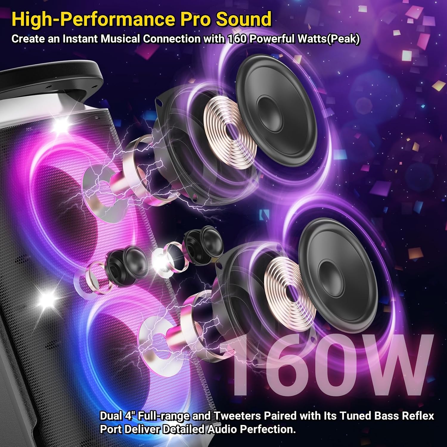 Detalle 2 de QxbJoy Portable Bluetooth Speaker 160W Peak