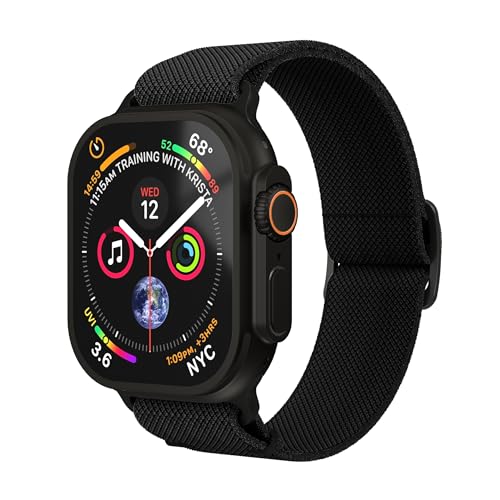 Detalle de VONMÄHLEN Classic Nylon Loop: Robustes Armband für Apple Watch 40/41/42 mm – All Black