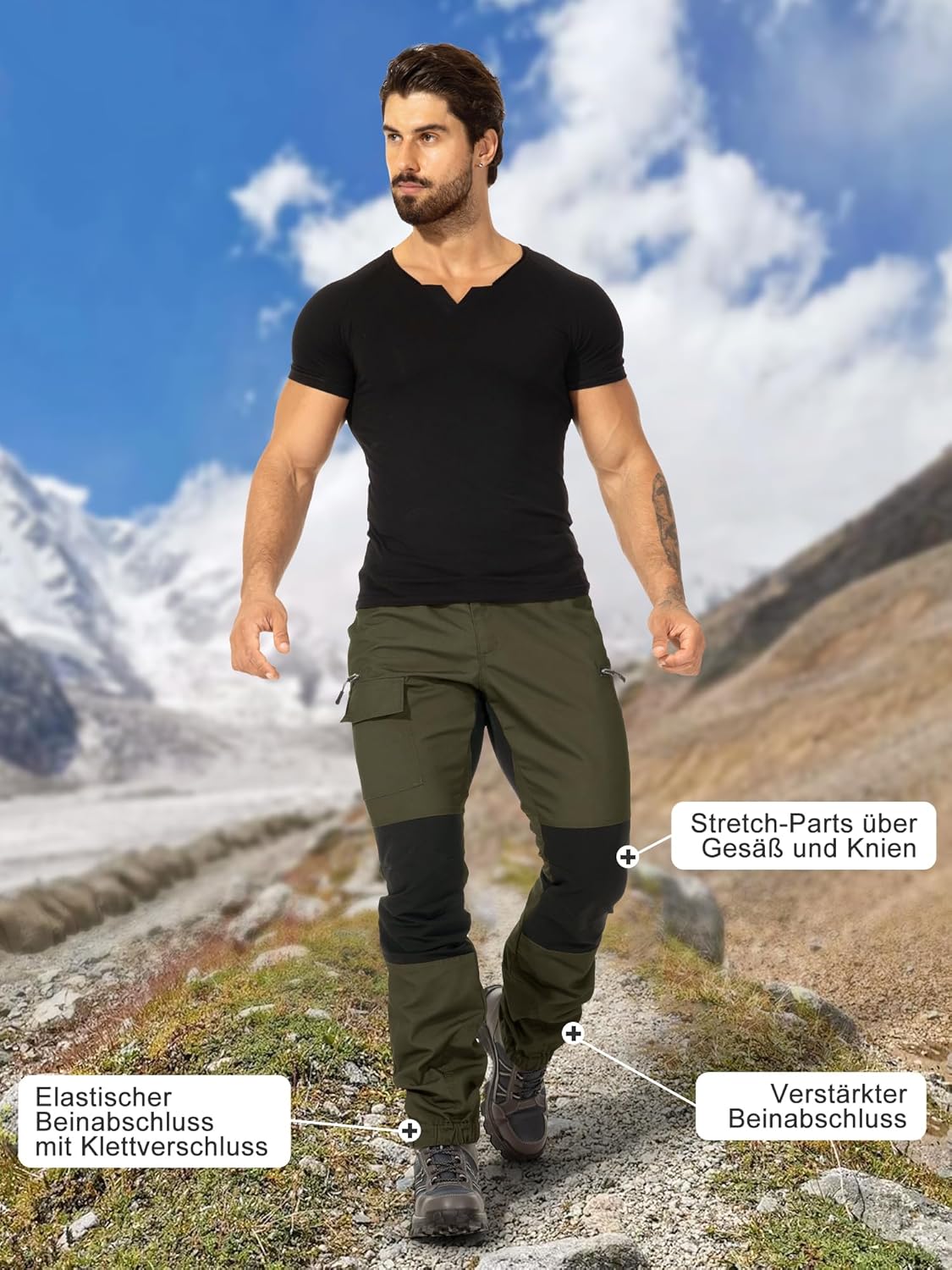Detalle 2 de Yeyity Wanderhose Herren: Outdoor-Hose mit robustem Komfort und praktischen Taschen