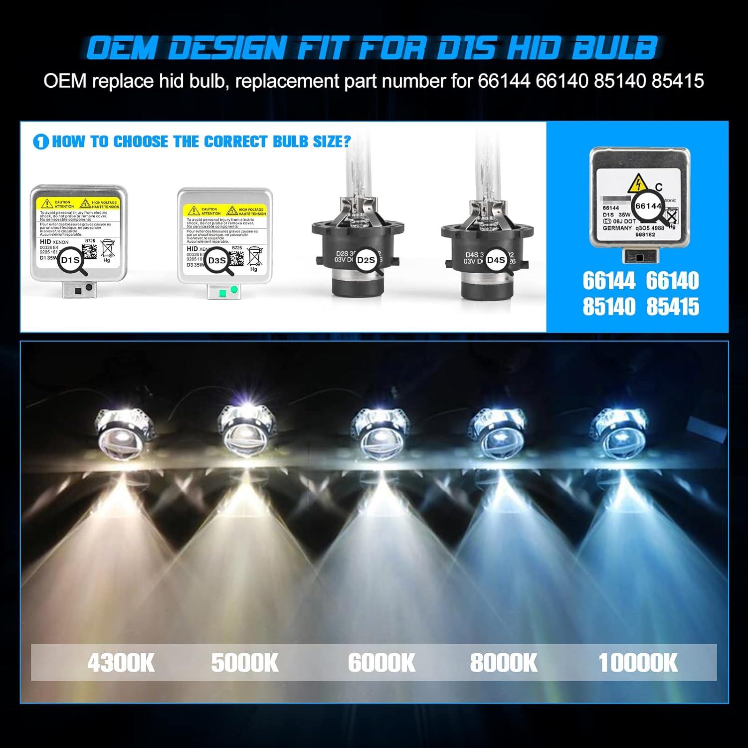 Thumbnail 3 de AOLEAD D1S Xenon Ampoules – Jeu de 2 lampes D1S HID 12V 35W 8000K