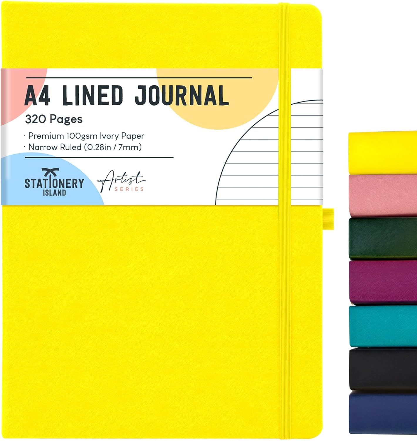 STATIONERY ISLAND Quaderno A4 a righe con copertina rigida, 320 pagine