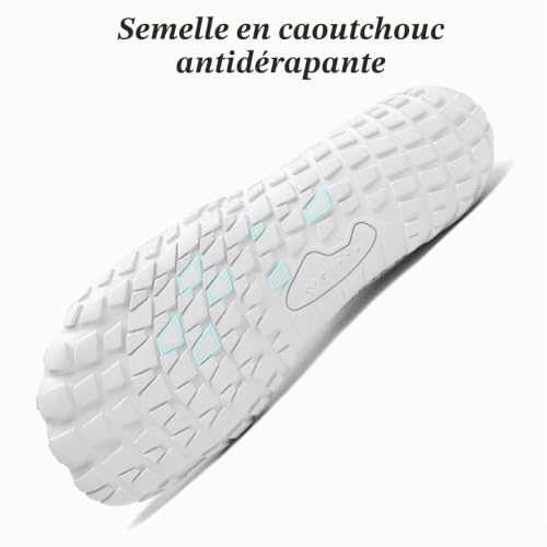 Detalle de SAGUARO Chaussures de Trail Minimalistes — Barefoot & Zero Drop, Blanc, 46 EU