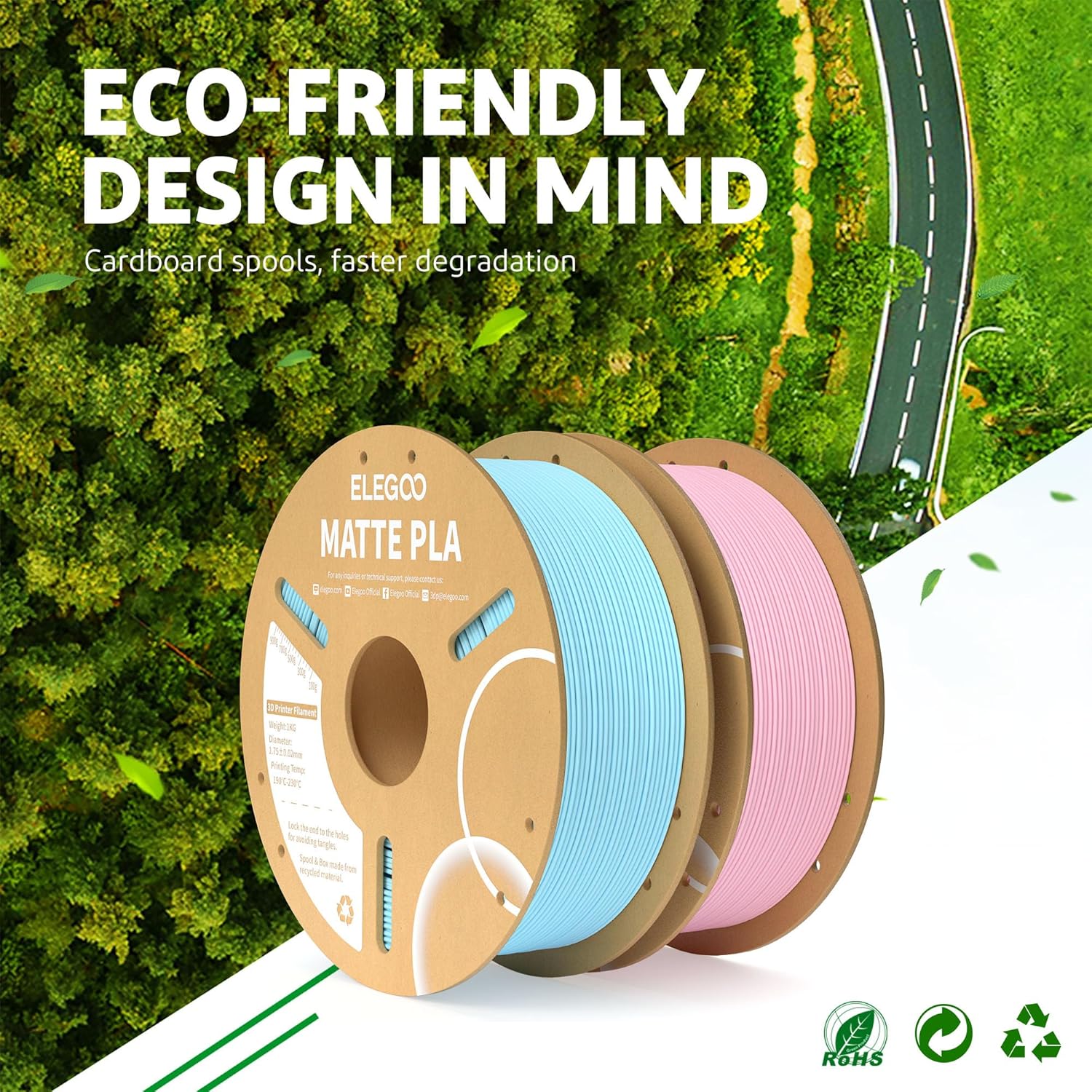 Thumbnail 5 de ELEGOO Matte PLA Filament Bundle 4KG, 1,75 mm – 4 Spulen à 1 kg, Mehrfarbig, Maßgenauigkeit ±0,02 mm