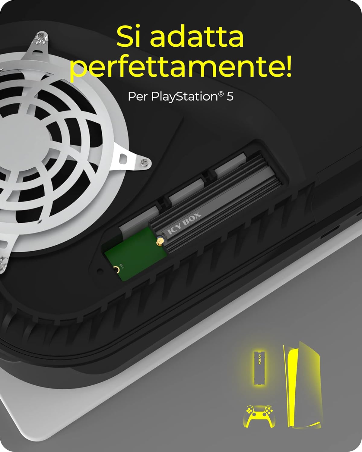 Thumbnail 1 de ICY BOX IB-M2HS-PS5 dissipatore M.2 per PS5 (SSD 2280, altezza 10 mm) con 3 pad termici