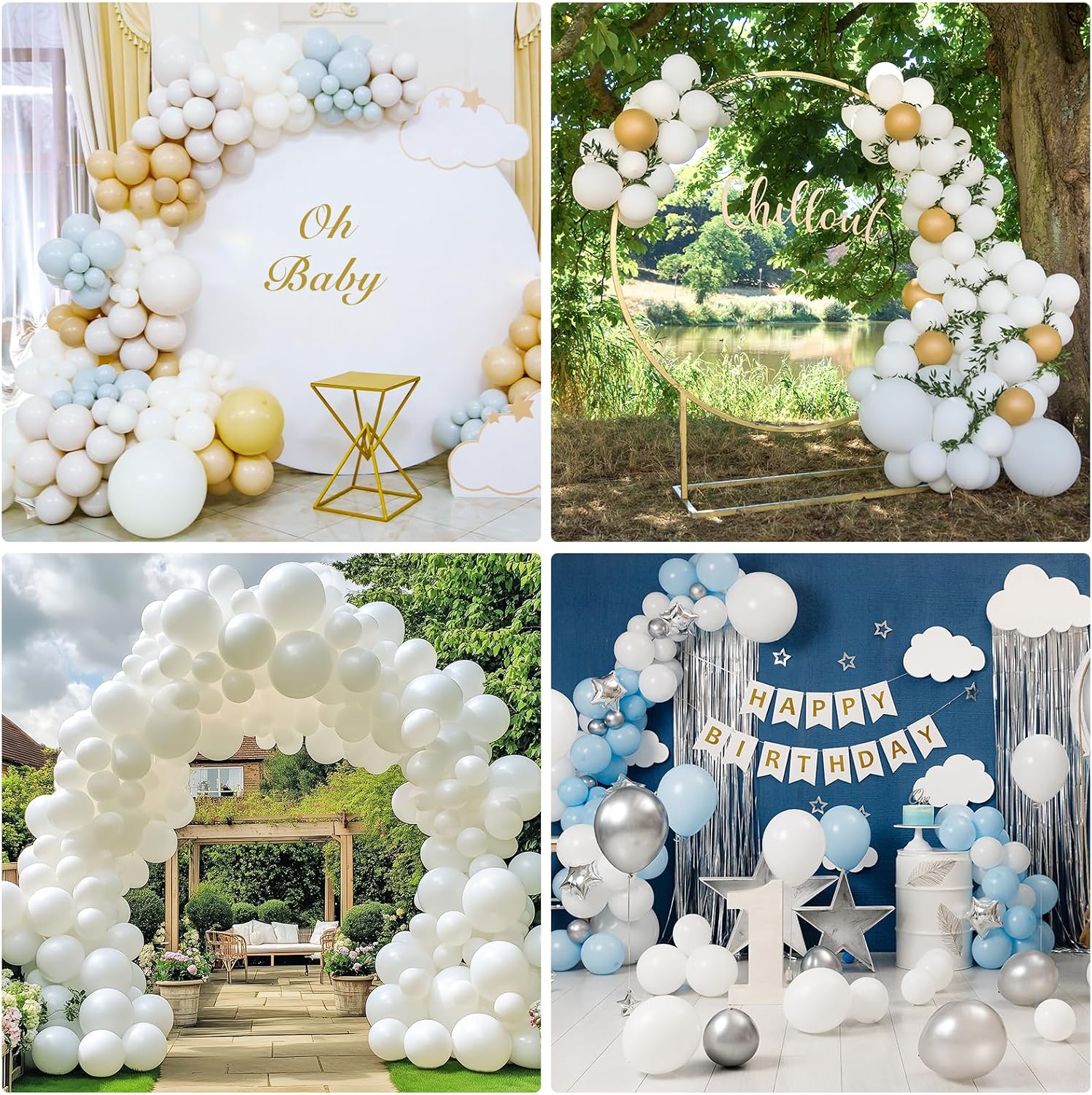 Thumbnail 4 de RUBFAC 129pcs White Balloons Kit 18in