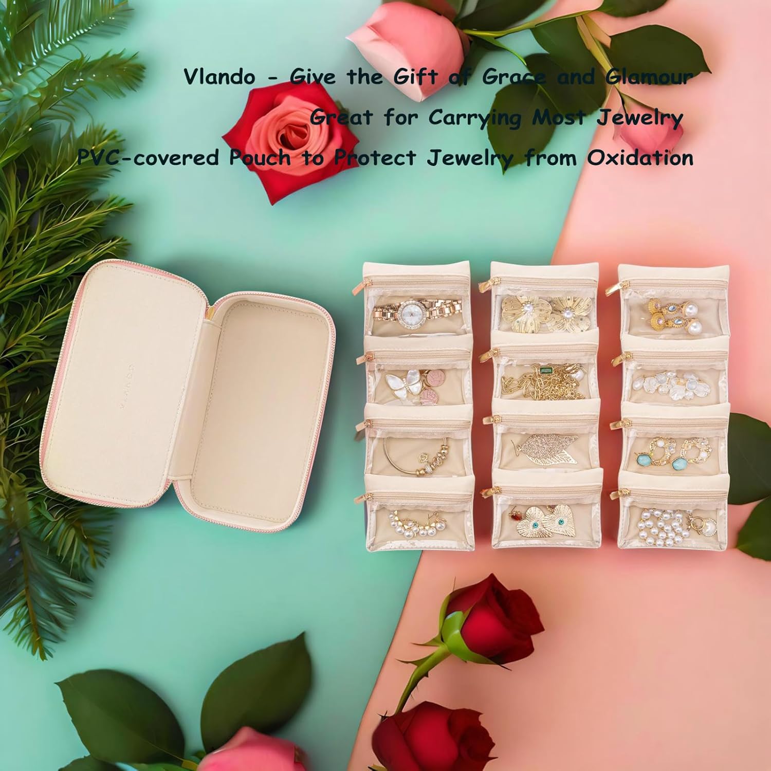 Thumbnail 4 de Vlando Travel Jewelry Box Organizer 12-pocket jewelry case 💍