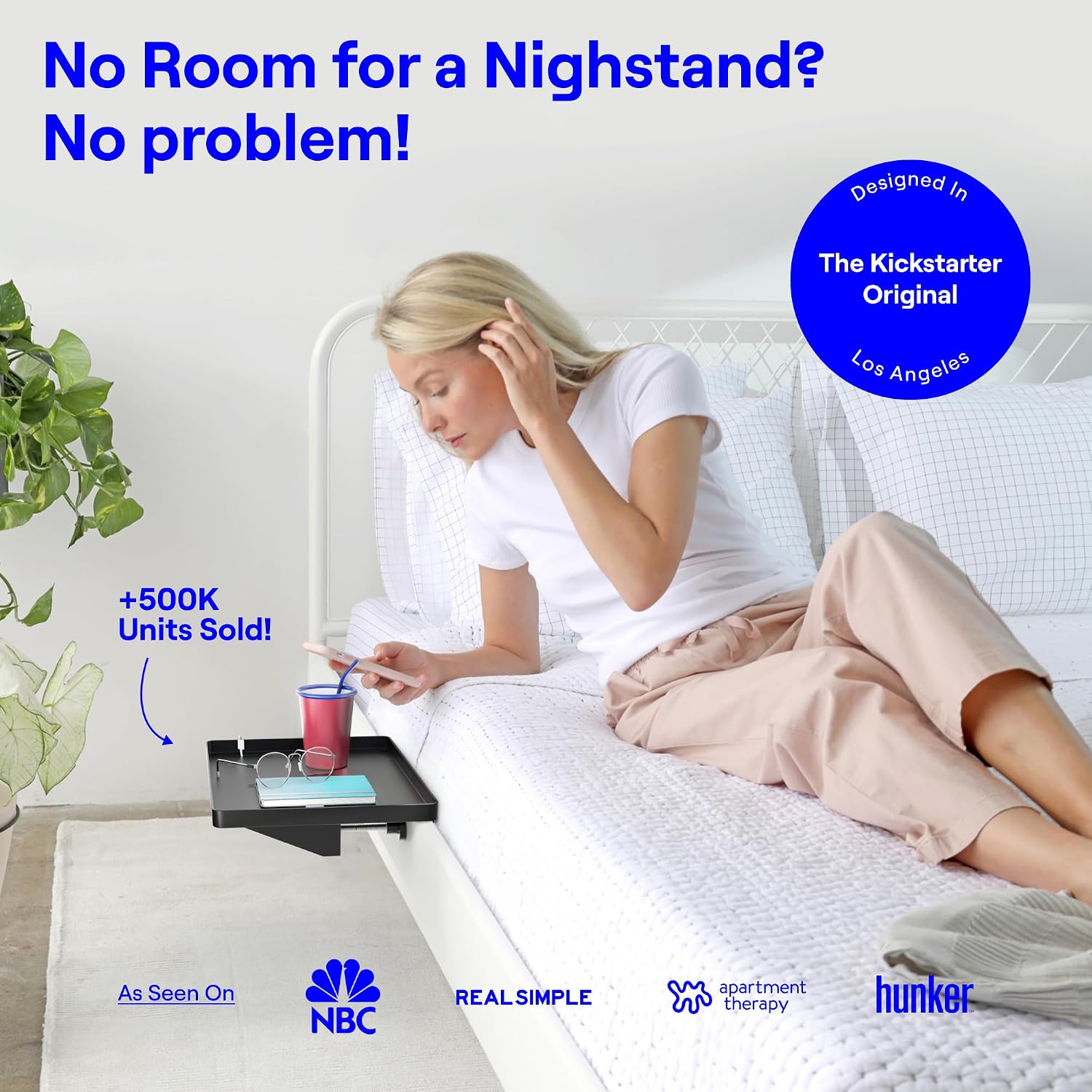 Thumbnail 1 de BedShelfie Bedside Shelf for Dorm Bedside Storage – Clip-On Floating Nightstand