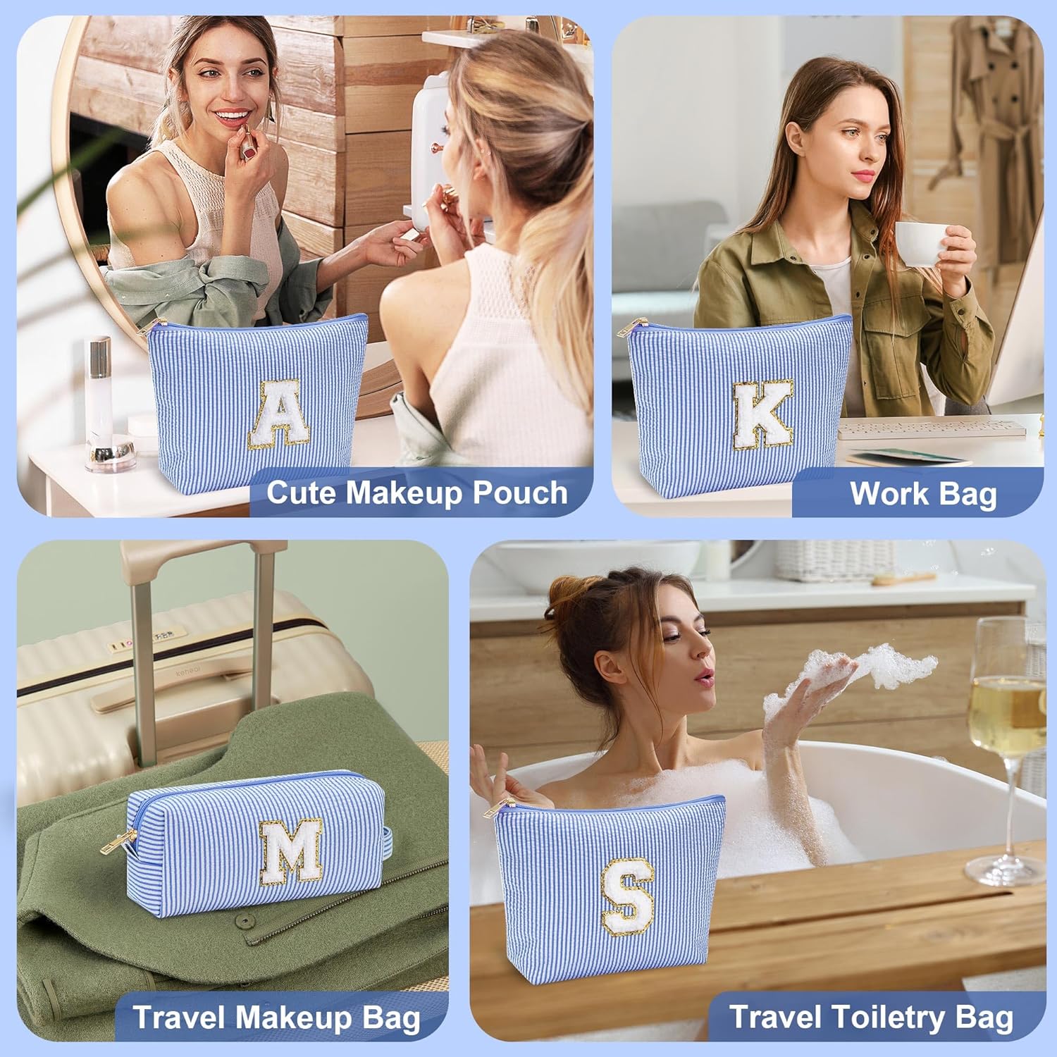 Detalle 2 de Parima Personalized Initial Makeup Bag for Women