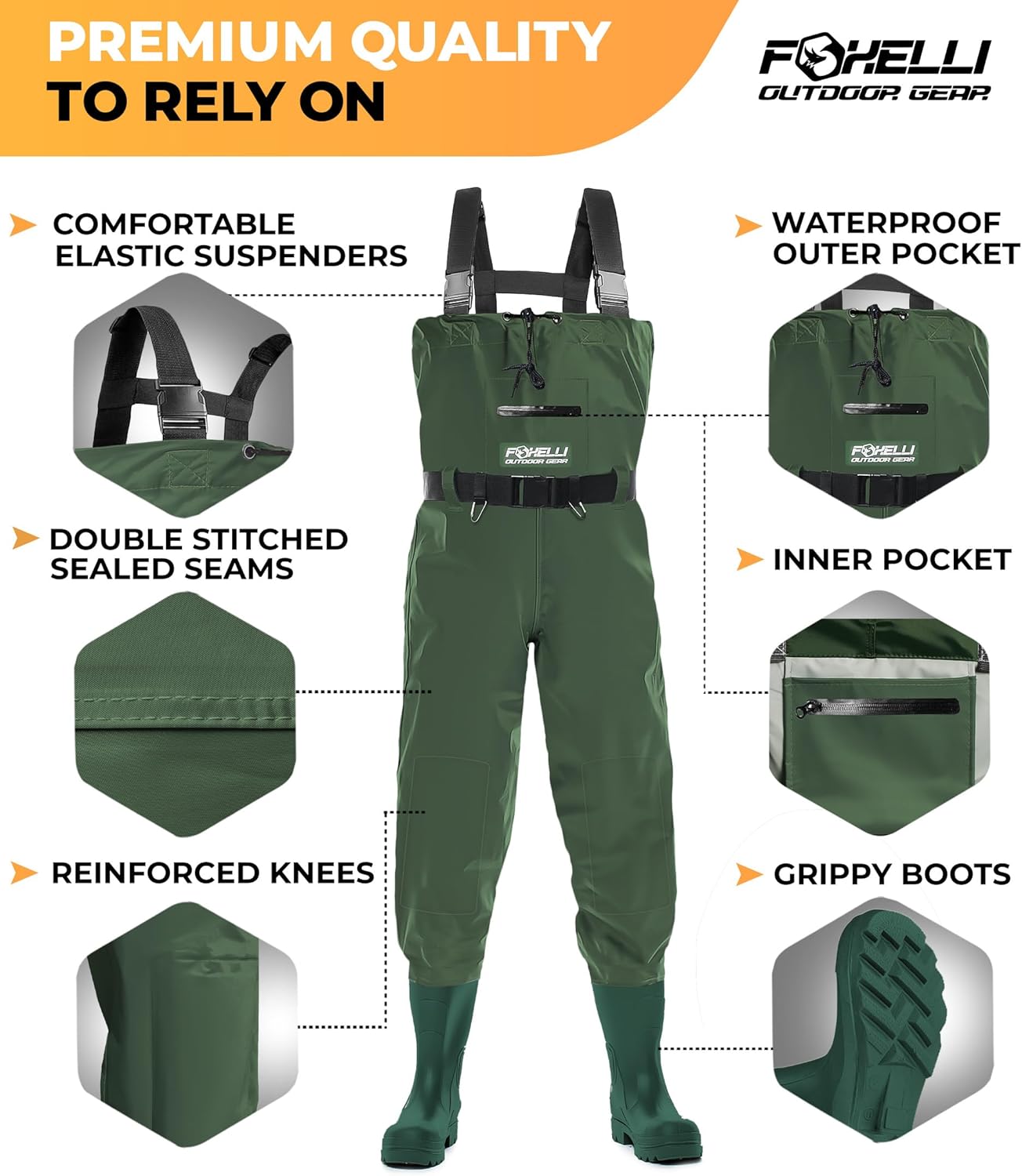 Thumbnail 3 de Foxelli Chest Waders Waterproof Camo, 2-ply