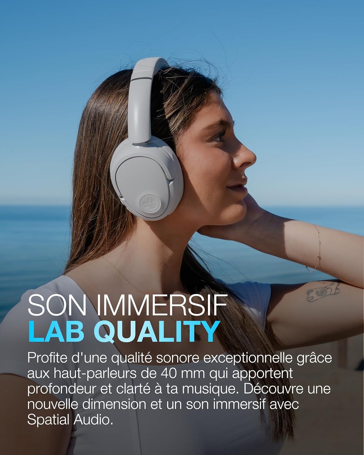 Detalle de JLab JBuds LUX ANC — Casque Bluetooth sans Fil Anti-Bruit Pliable, confort premium et 70+ heures d’autonomie