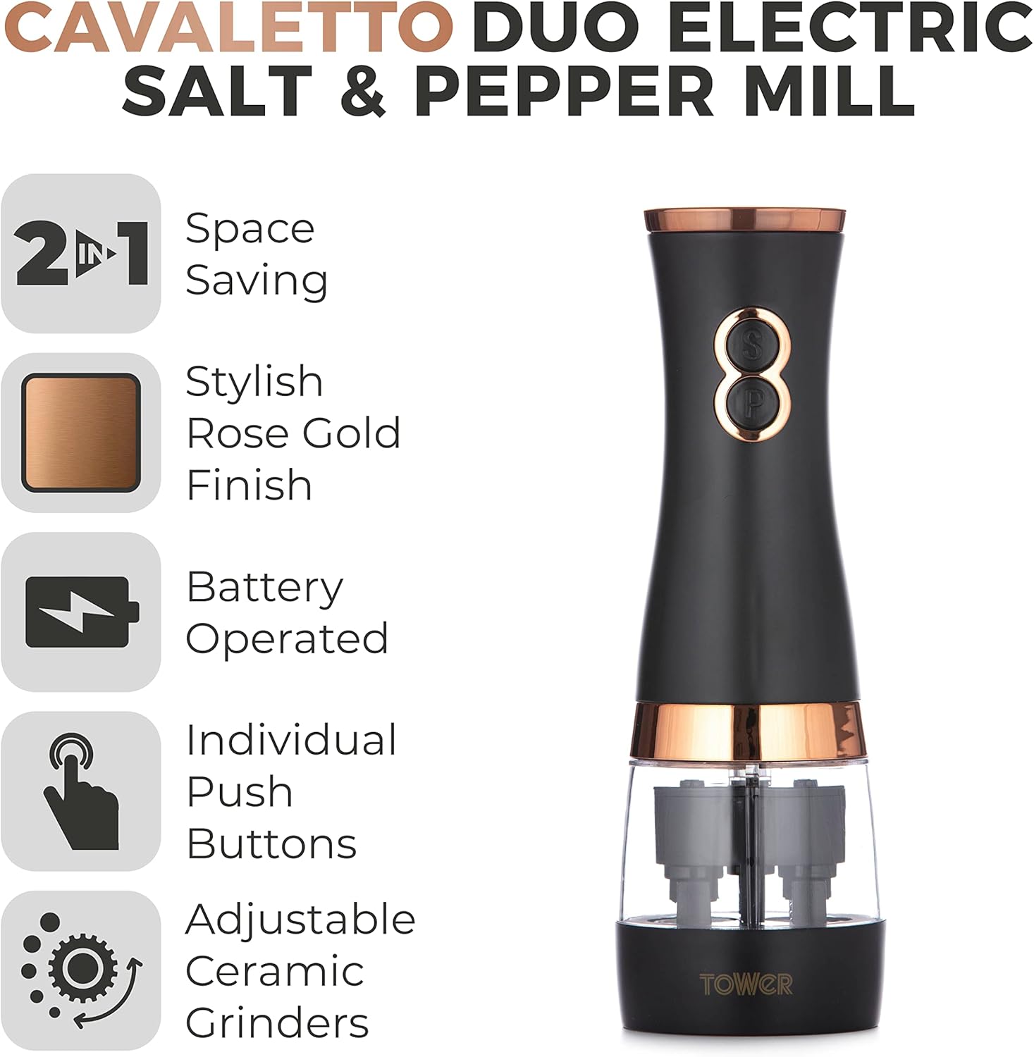Thumbnail 1 de Tower Electric Salt and Pepper Mills