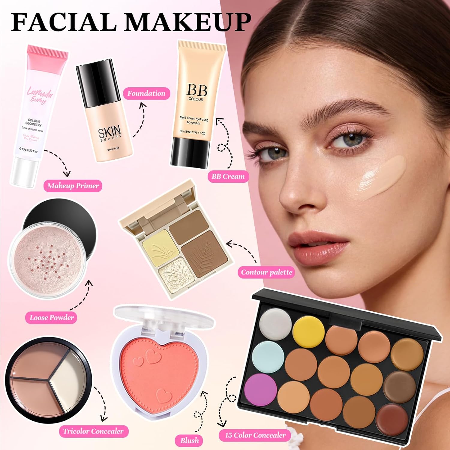 Detalle de Coffret Maquillage Femme – Kit complet, cadeau indispensable pour un look soigné