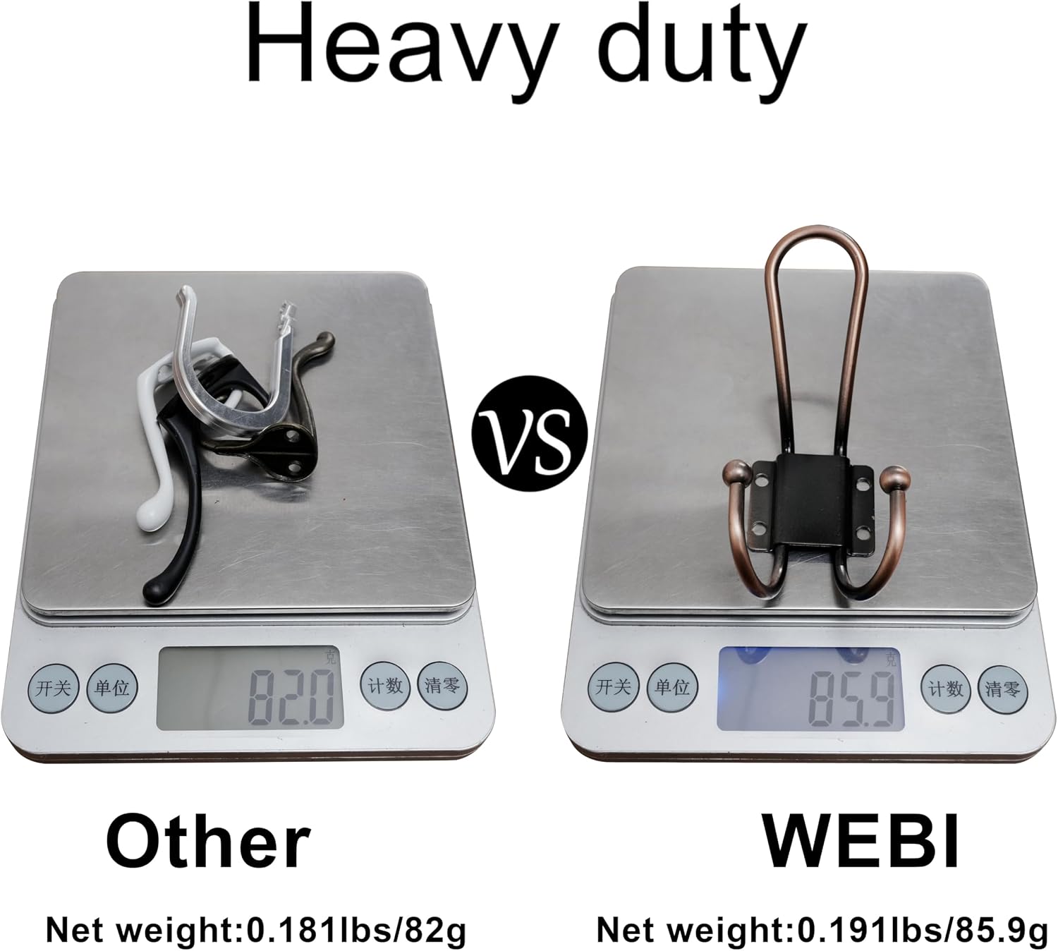 Thumbnail 6 de WEBI WB-I1-5B-HG10 Wall-Mount Triple Coat Hooks, 5 mm Iron, Antique Copper