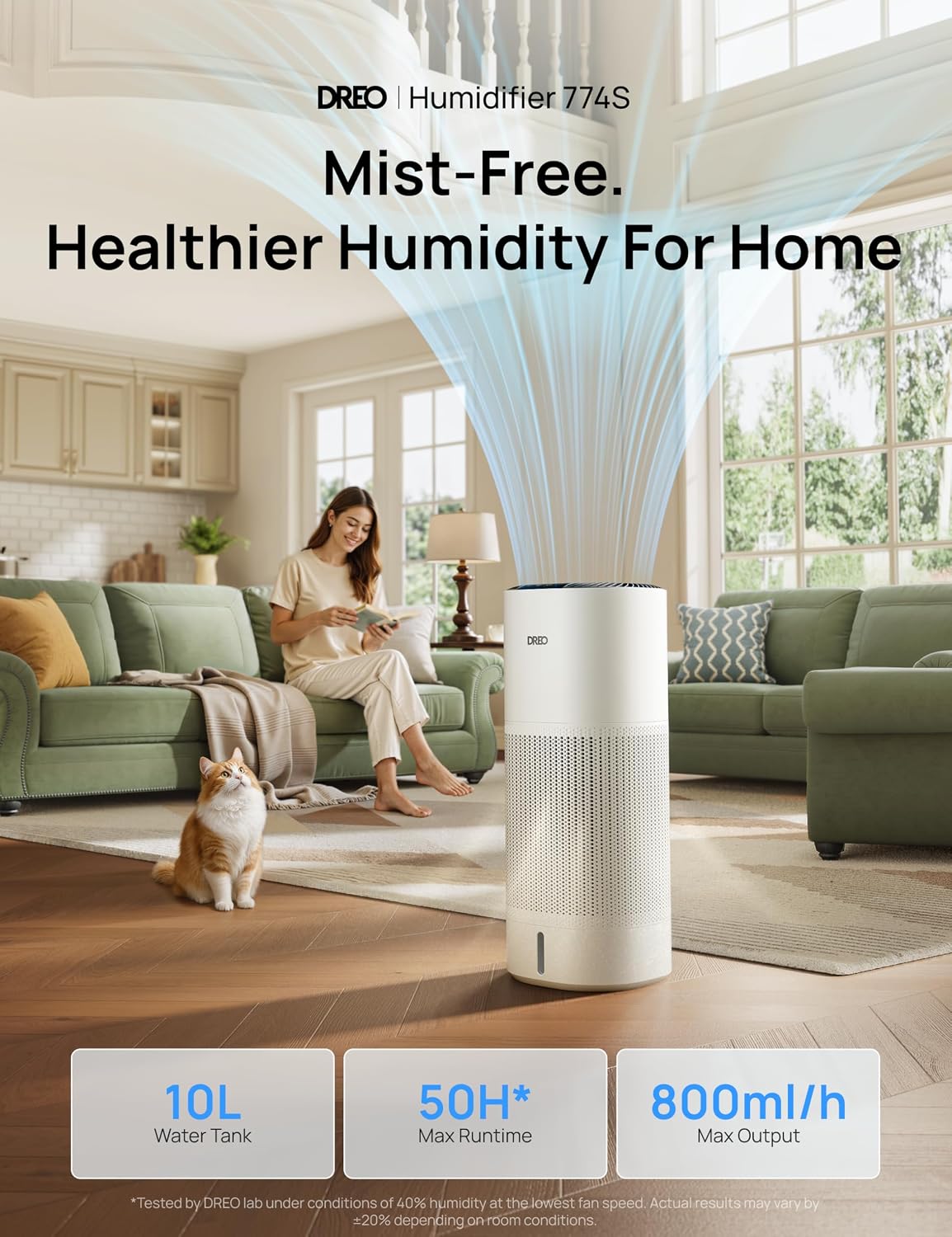 Detalle 2 de DREO HHM774S evaporative humidifier 10L 🌫