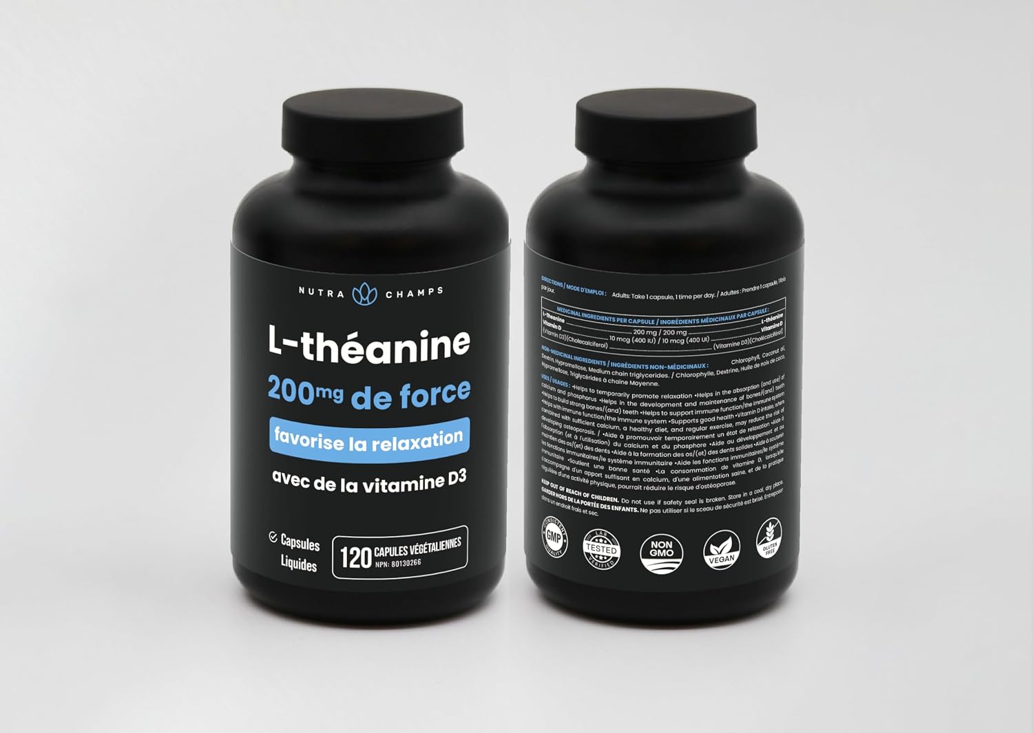 Thumbnail 3 de NutraChamps L Theanine Supplement, 120 Vegan Capsules, 2-Pack