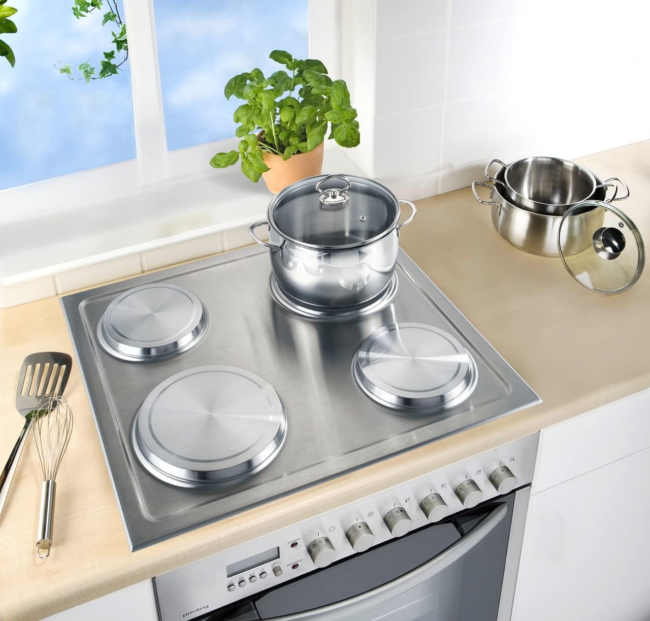 Detalle 2 de WENKO 2235504100 Stainless Steel Electric Hob Covers, Set of 4
