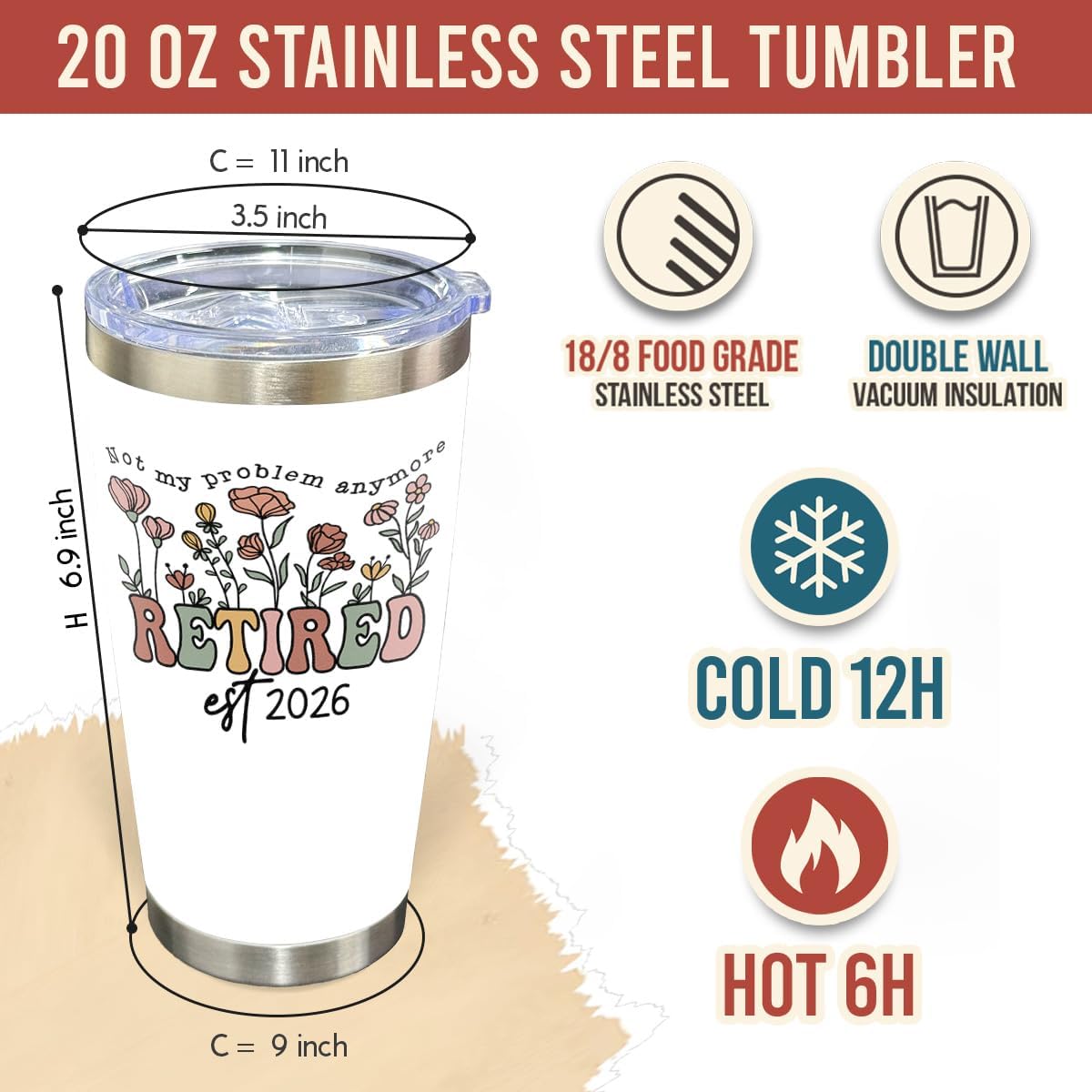 Detalle 2 de Retirement Tumbler, 20 oz