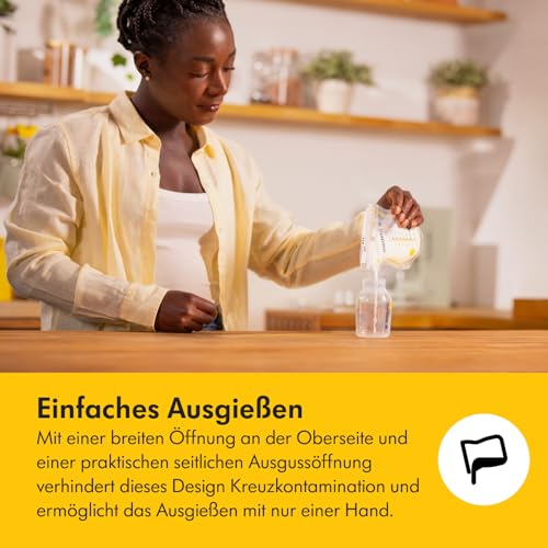 Detalle de Medela Easy Pour Einweg-Muttermilchbeutel 210 ml – auslaufsicher, BPA-frei, 100er Pack