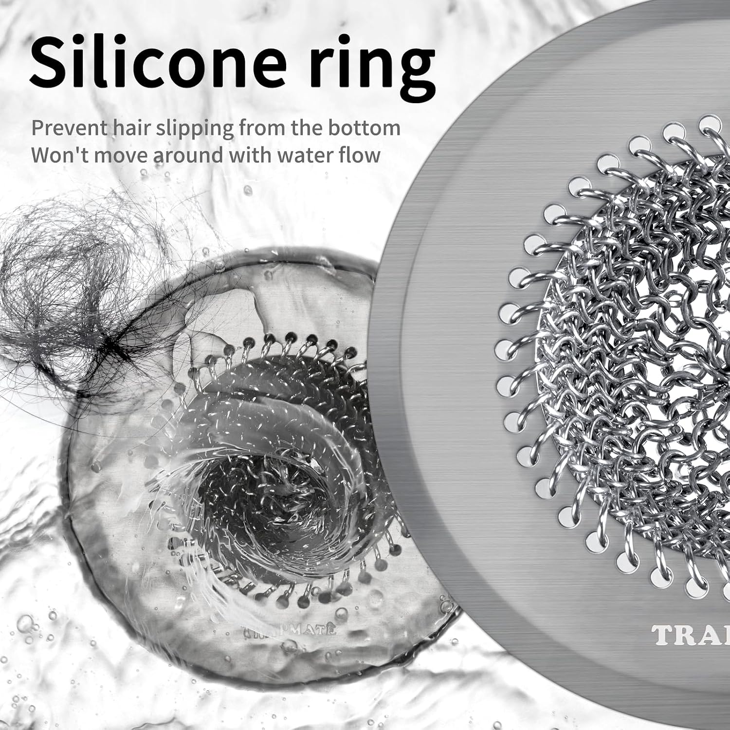 Detalle de TRAPMATE XN-LG Shower Drain Hair Catcher, 4.4-Inch 304 Stainless Steel