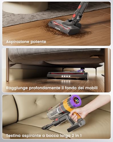 Detalle 2 de Lefant V1: Aspirapolvere Senza Fili con Filtrazione a 5 Stadi e LED Touch