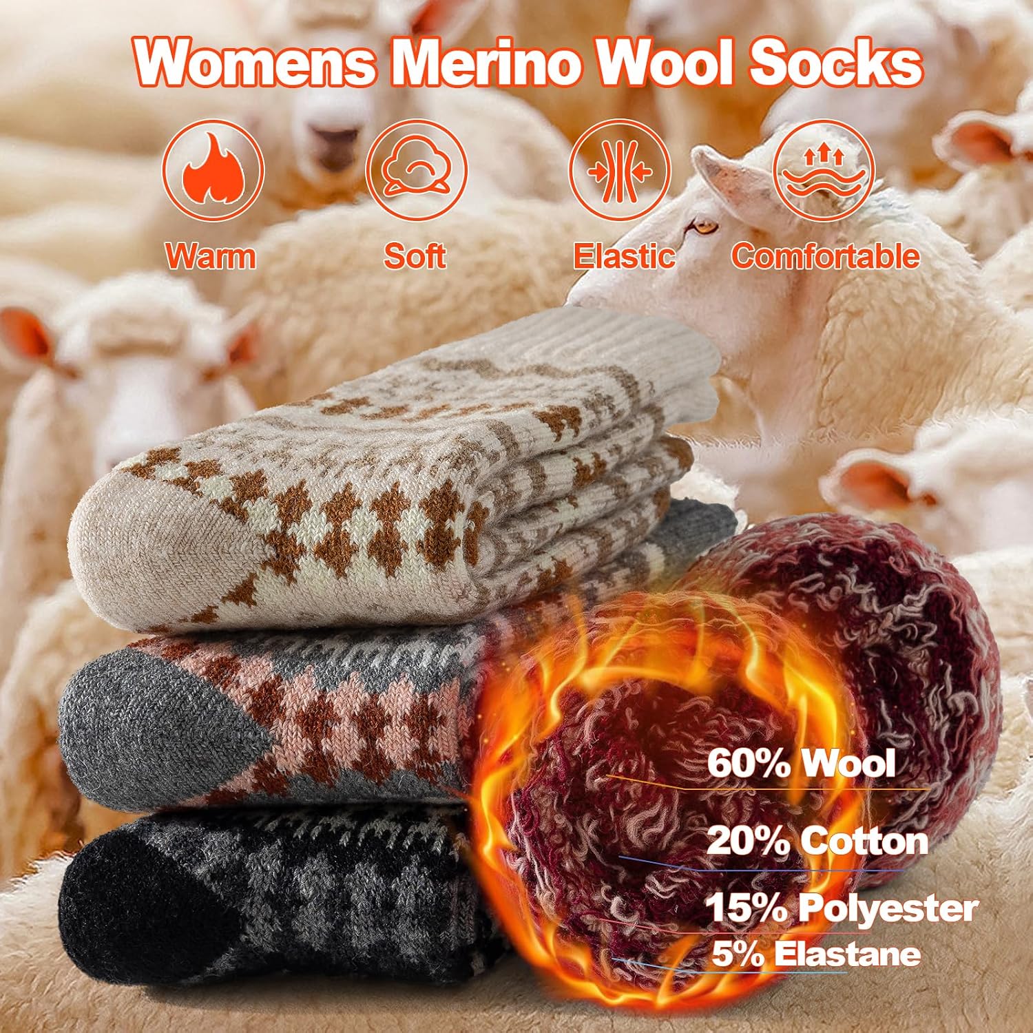 Detalle 2 de BISOUSOX Calcetines Lana Merino Mujer 3 pares
