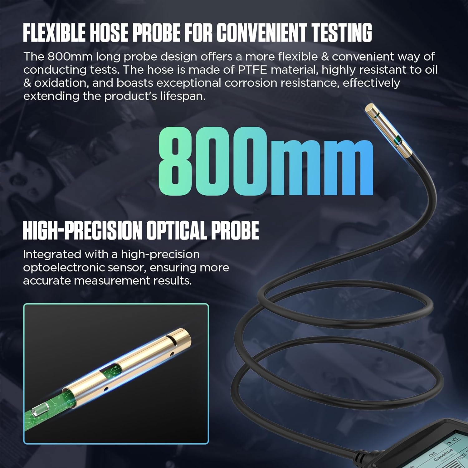 Detalle de AS503 Kit tester olio motore: tester qualità olio per benzina e diesel con sonda flessibile
