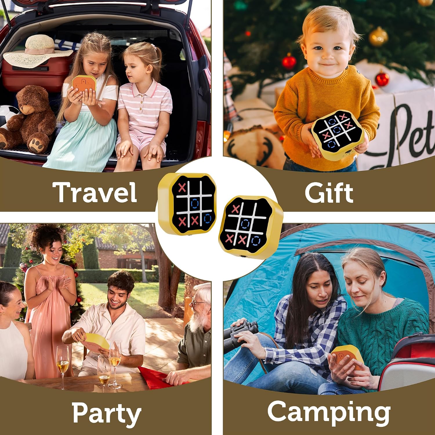Detalle 2 de 3-in-1 Electronic Tic Tac Toe Toy – Handheld Family Travel Game with Silent Mode