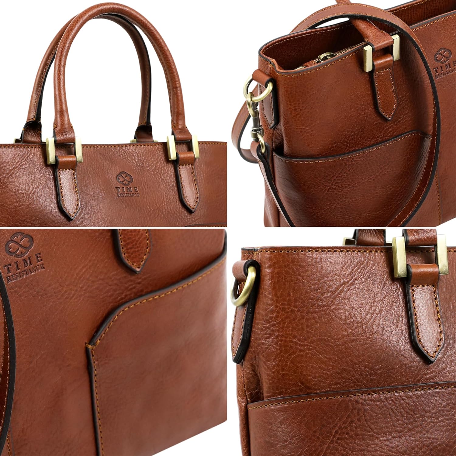 Thumbnail 4 de Time Resistance Tote bag en cuir pour femme — Sac à main moderne en cuir, fait main en Italie