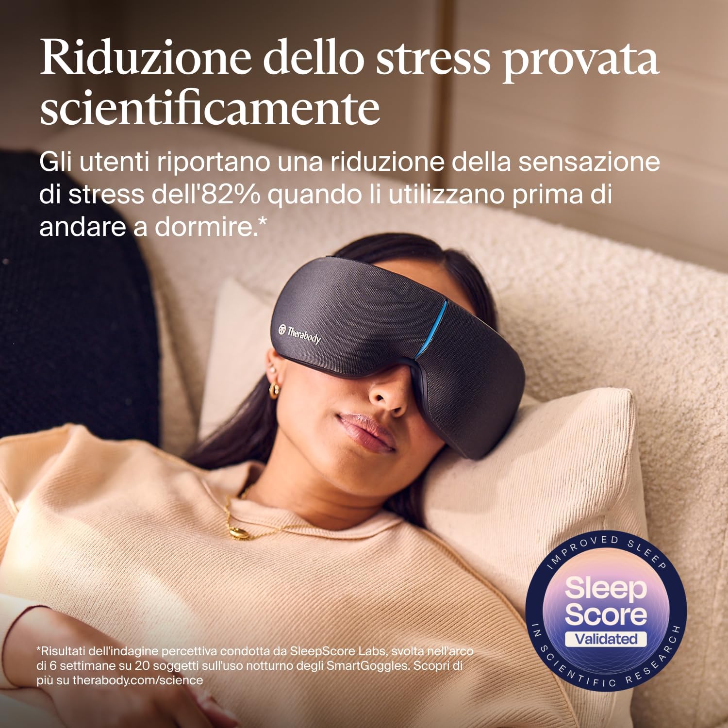 Detalle de Therabody SmartGoggles 2.0 – maschera oculare riscaldante con massaggio e modalità per dormire