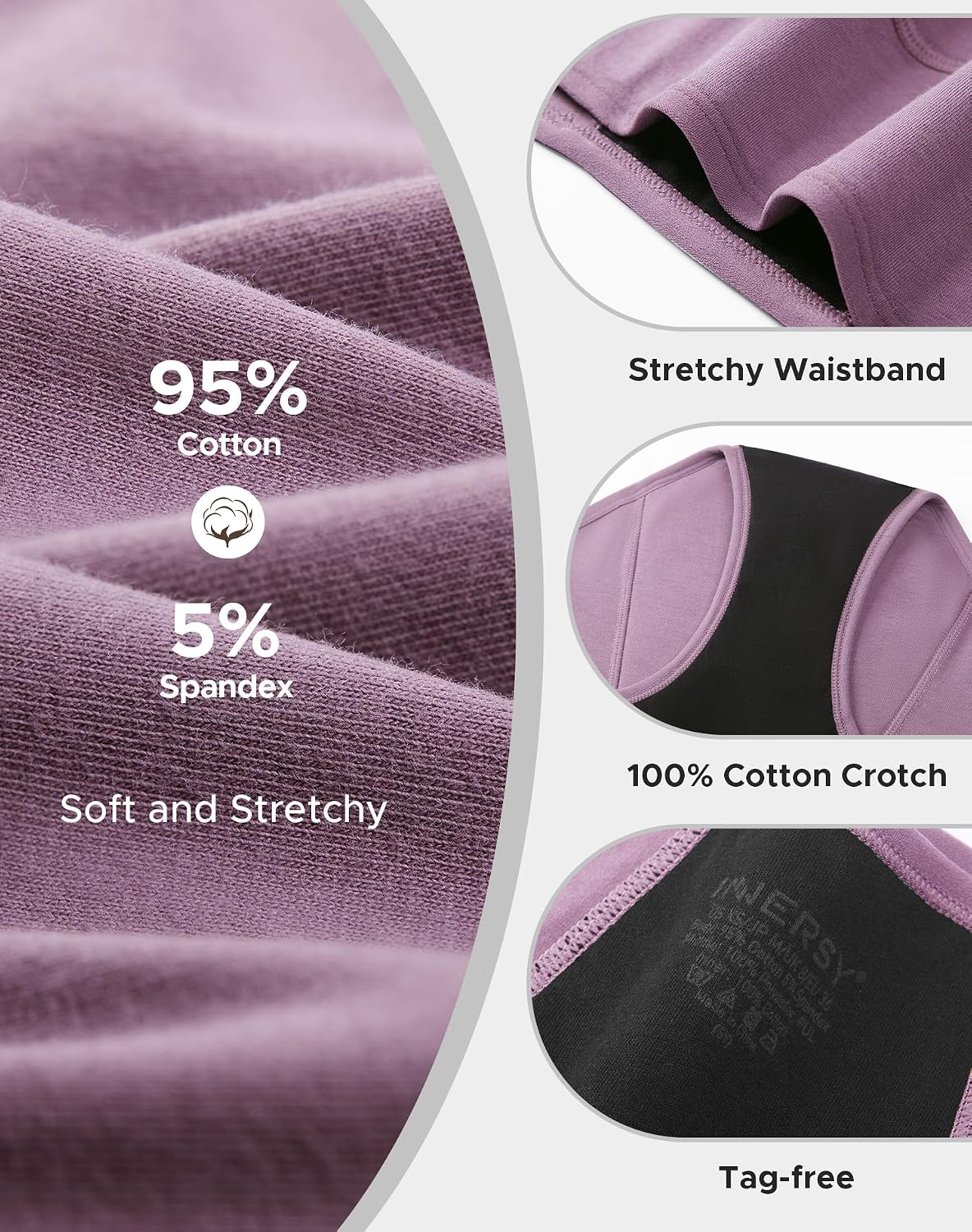 Detalle de INNERSY Period Pants for Women Heavy Flow – Pack of 3 Leak-Proof Hipster Underwear