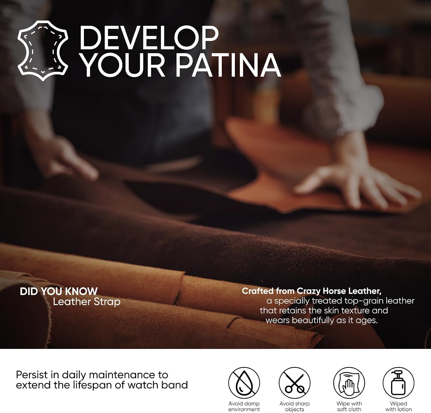 Thumbnail 6 de Suitisbest Leather Watch Band in Genuine Leather